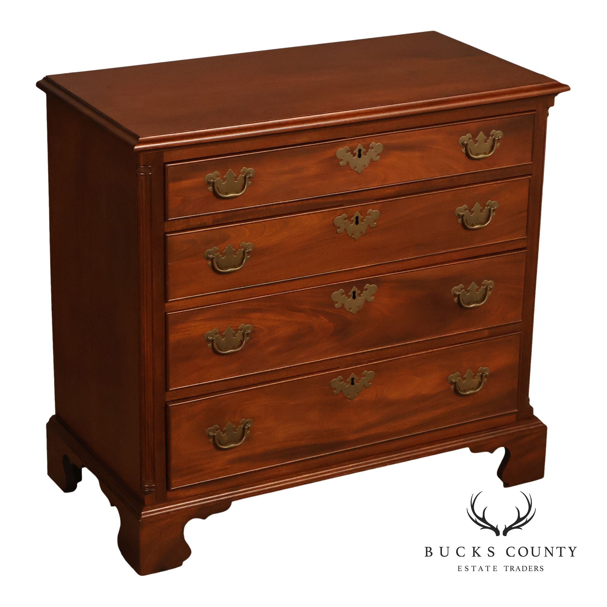 Custom Made 4 Drawer Mahogany Chippendale Style Chest of Drawers