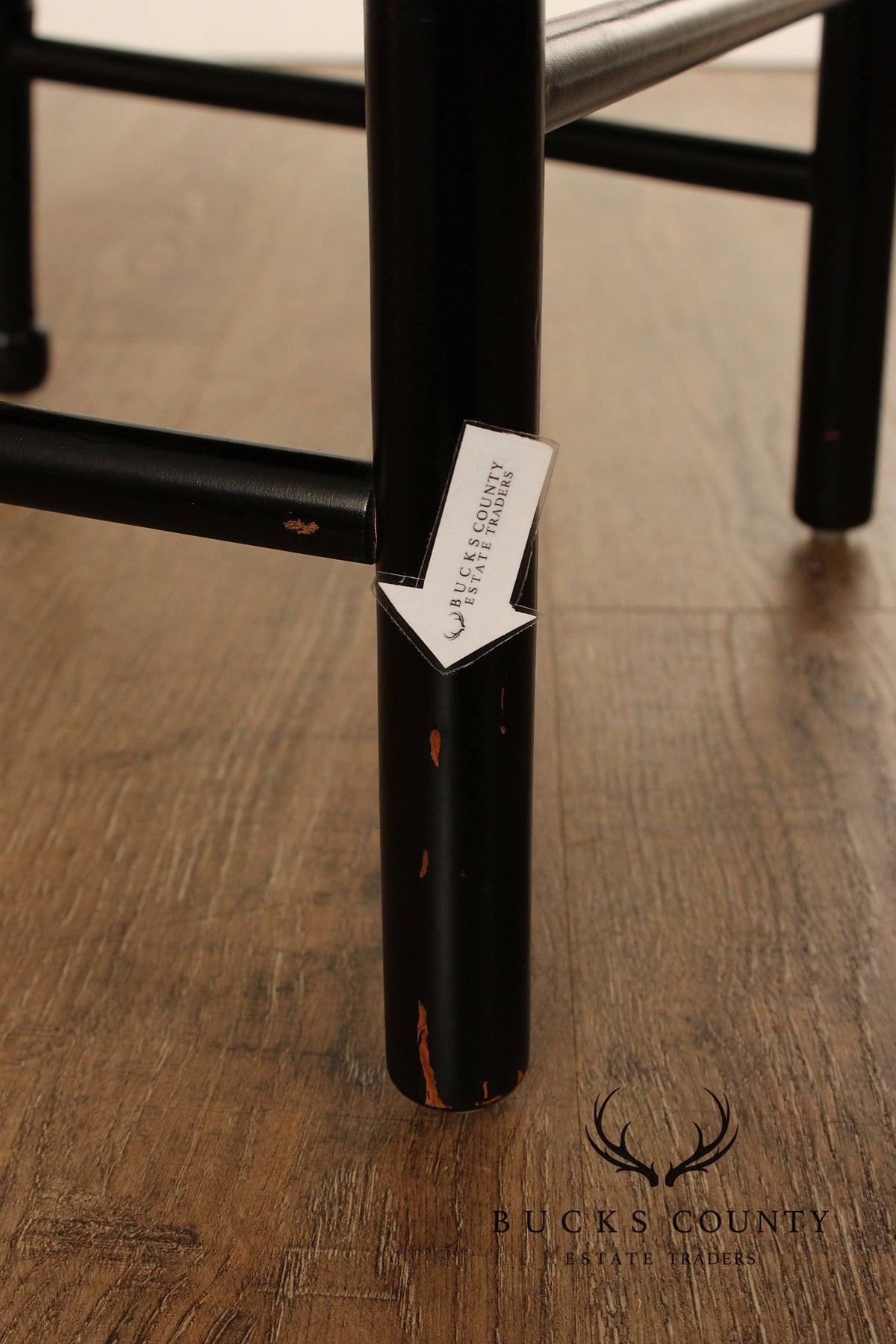 Early American Style Ebonized Rush Seat Side Chair