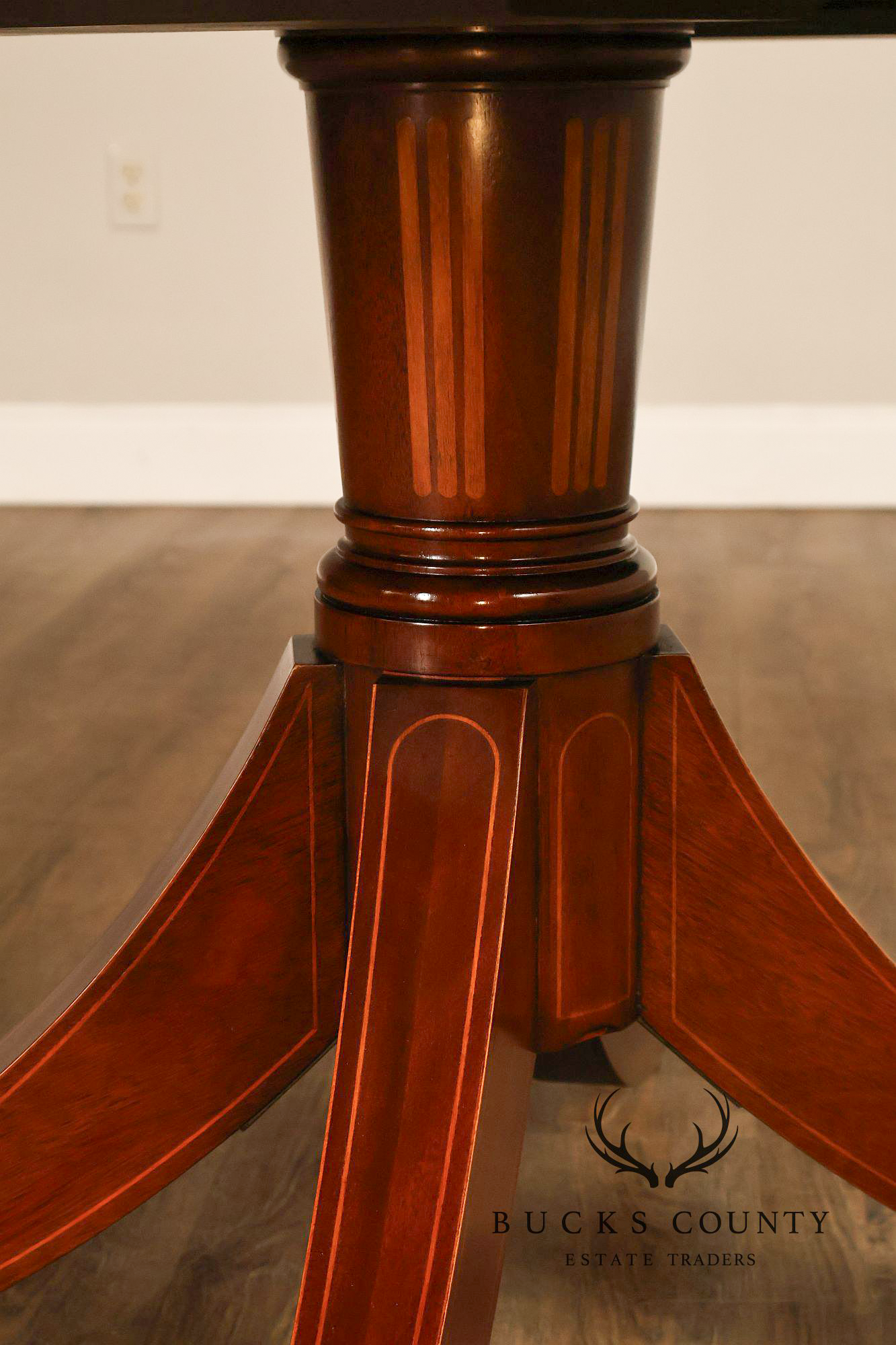 Baker Regency Style Banded Mahogany Extendable Dining Table