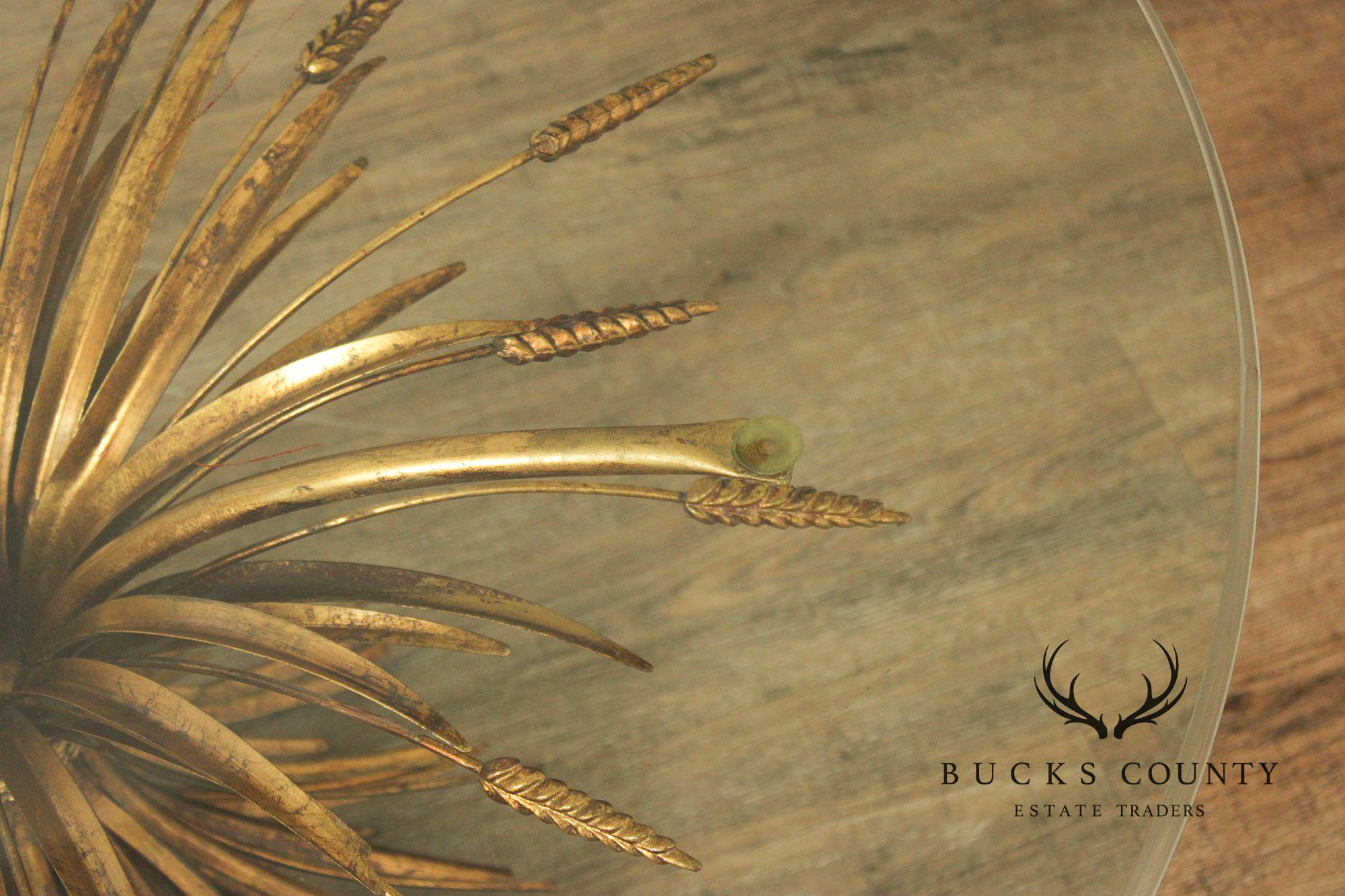 Hollywood Regency Glass Top Wheat Sheaf Coffee Table