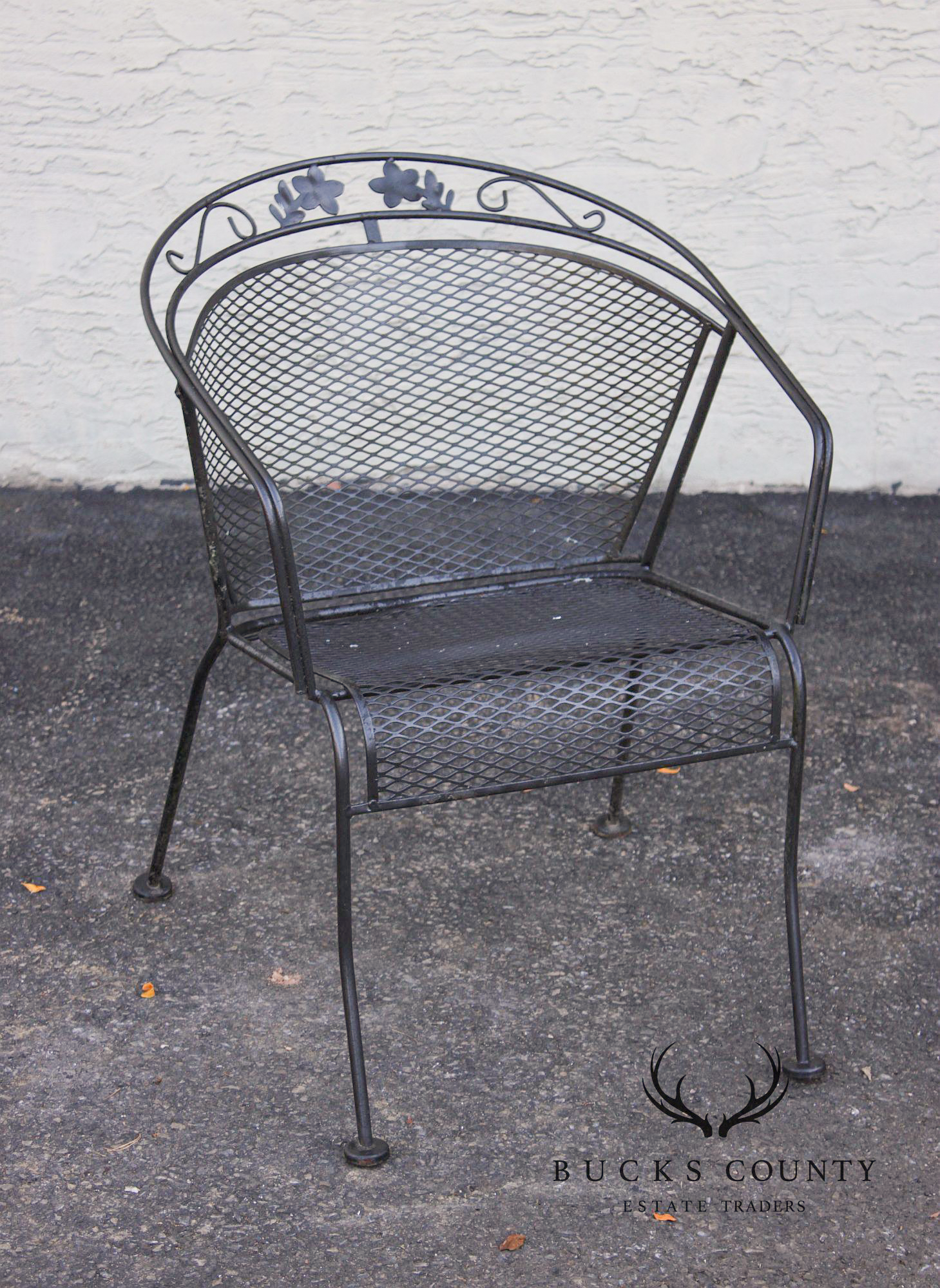 Vintage Wrought Iron Pair Of Patio Armchairs Chairs