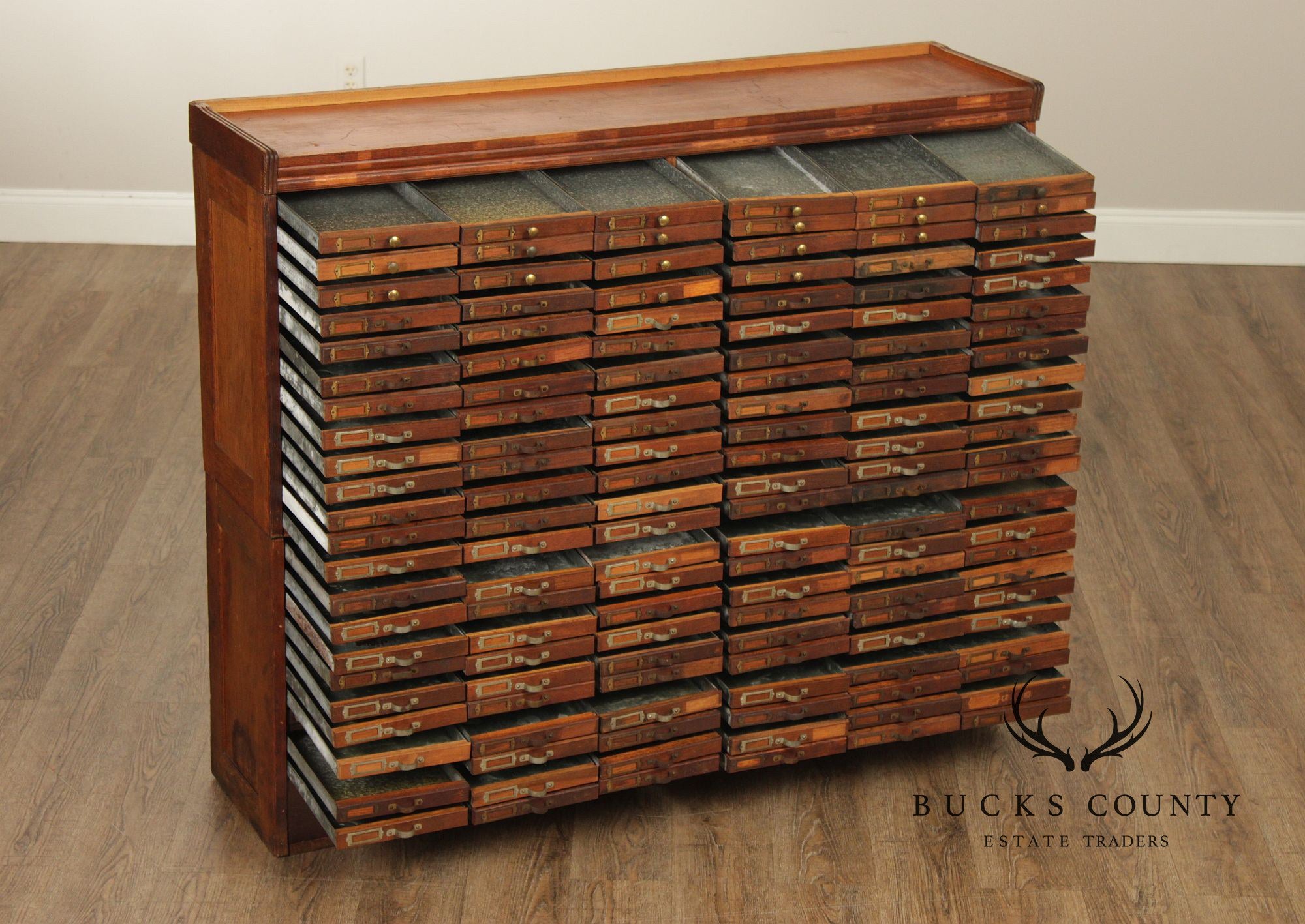 Antique Oak Printer's File Cabinet
