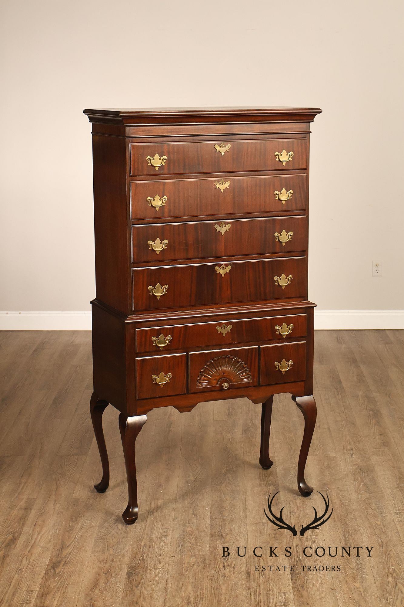 Queen Anne Style Mahogany Highboy Chest