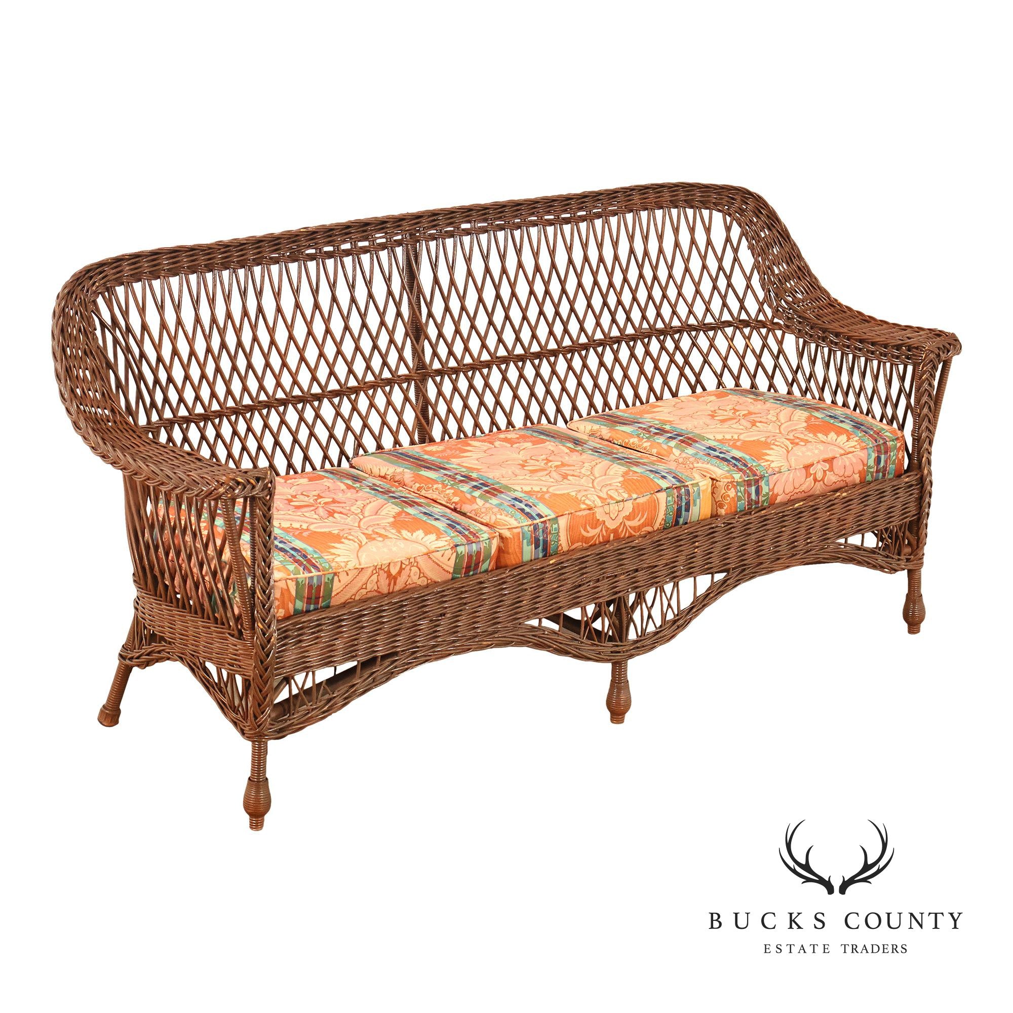 Antique Bar Harbor Style Wicker Sofa