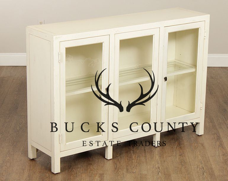 Drexel Heritage Painted Glass Door Display Bookcase Credenza