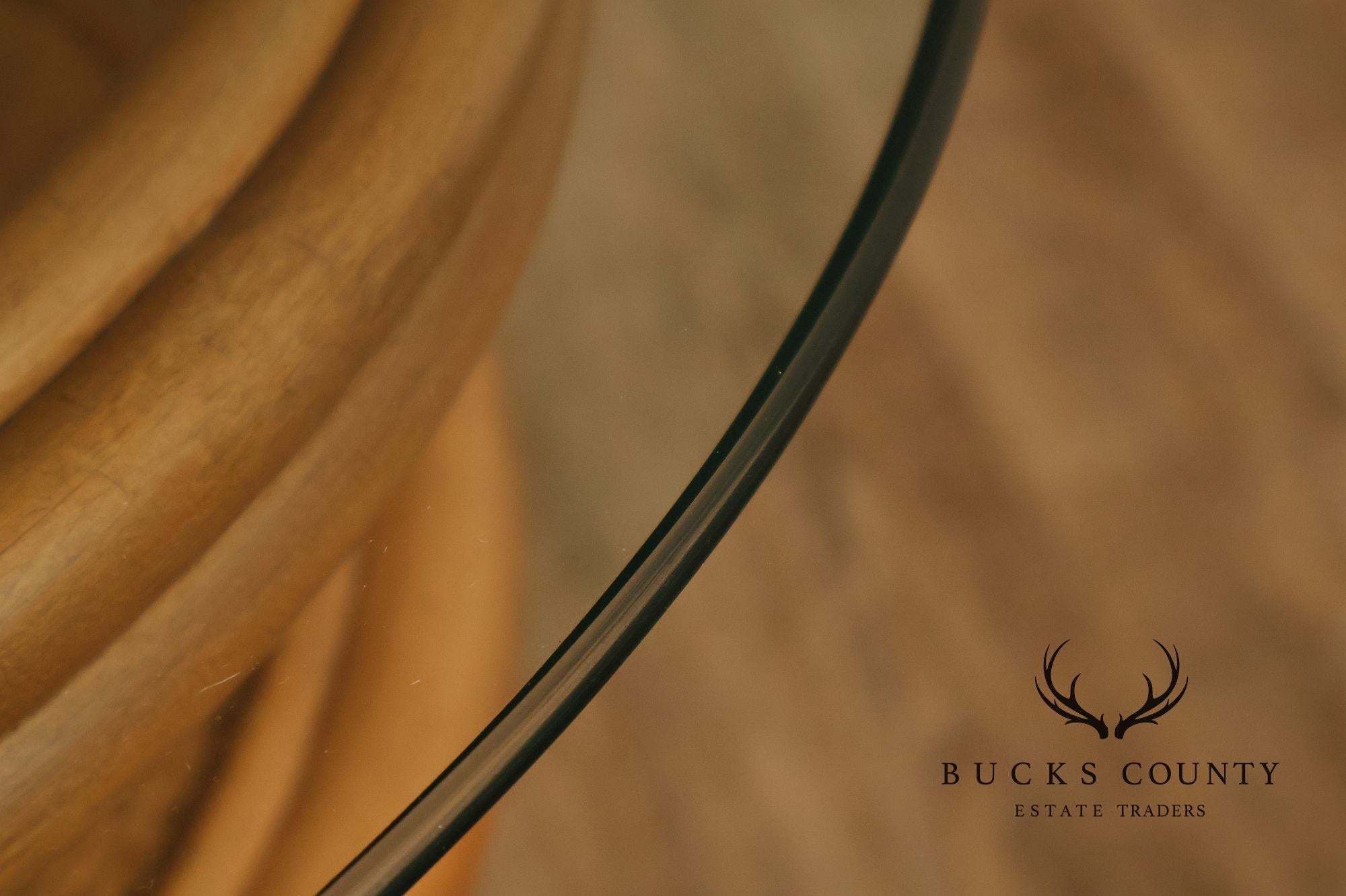 Boho Chic Pair of Round Glass Top Bamboo End Tables