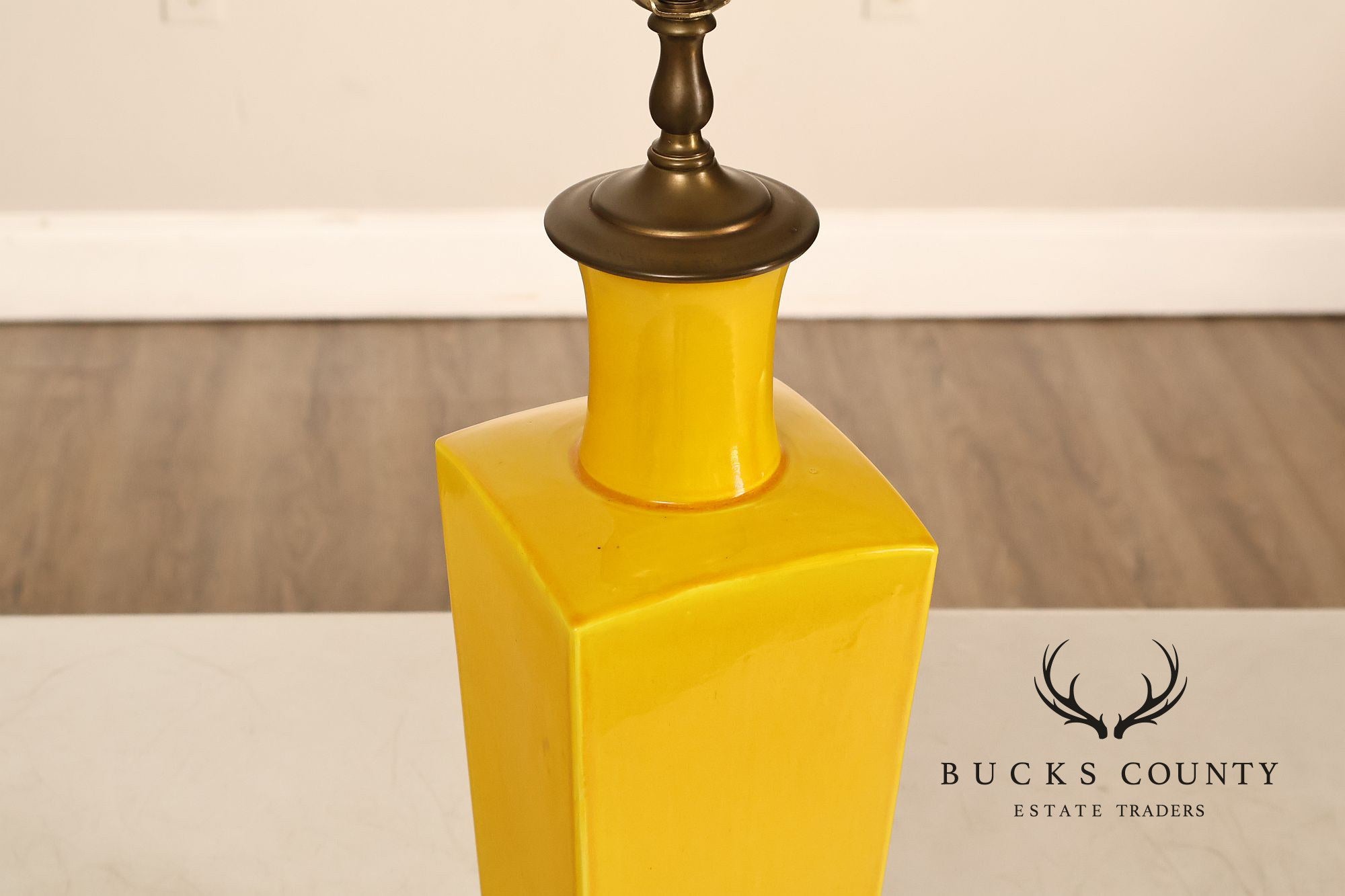 Mid Century Modern Yellow Glazed Ceramic Table Lamp