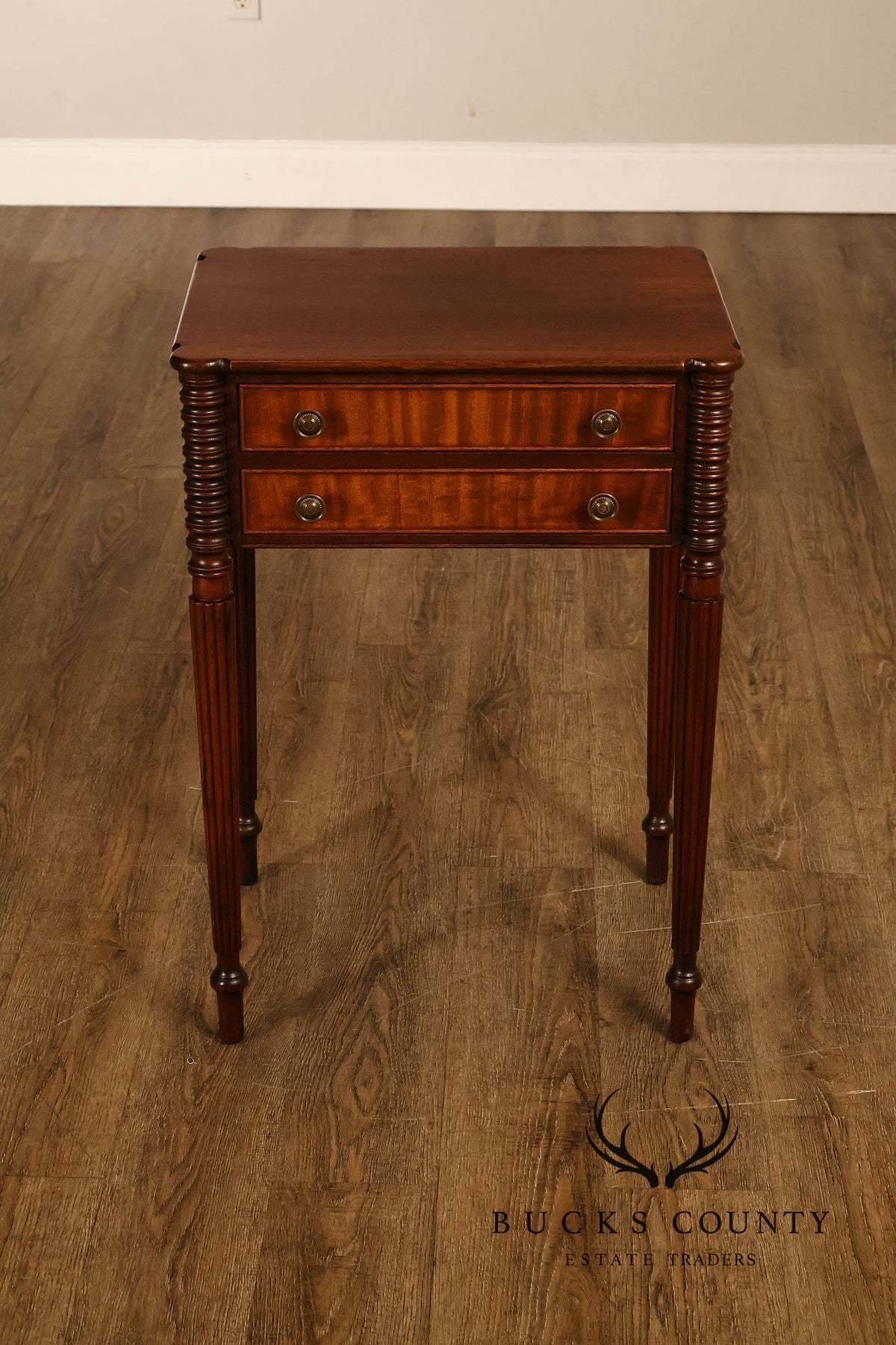 Federal Sheraton Style Mahogany Two-Drawer Side Table