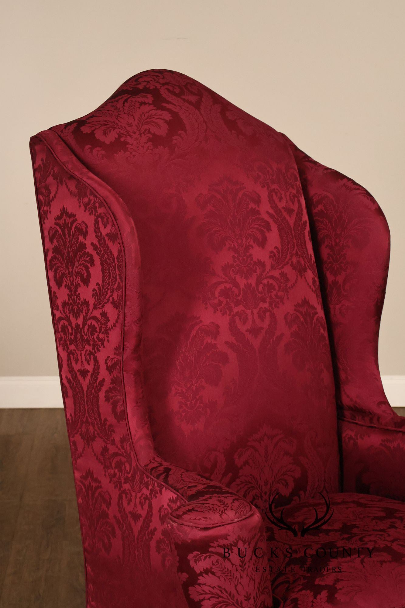 Baker Stately Homes Collection Pair of Carved Wingback Armchairs