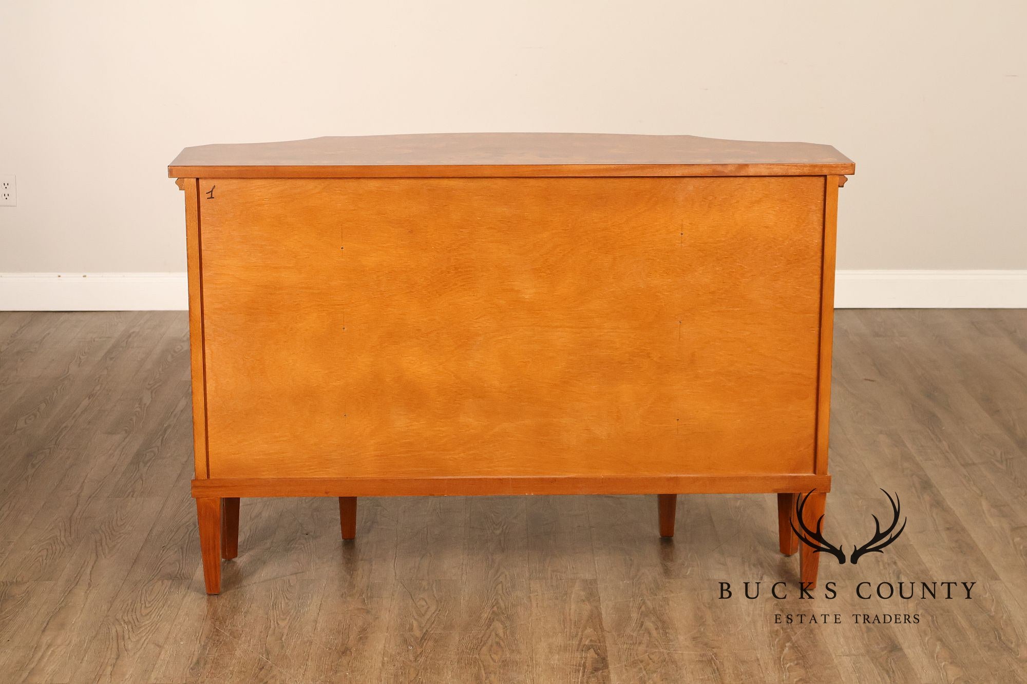 Italian Neoclassical Style Pair of Burl Wood Inlaid Sideboards