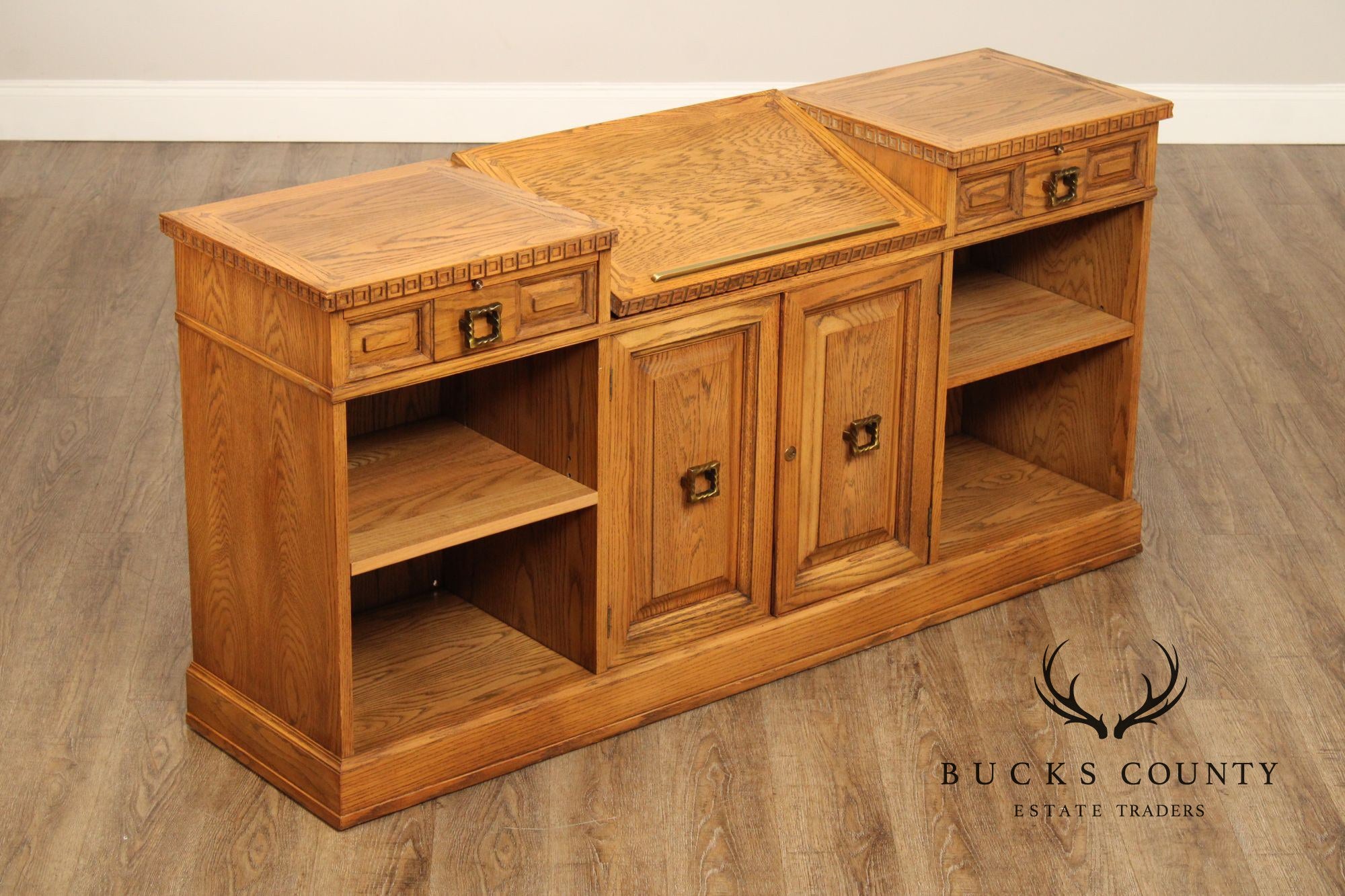 Romweber Viking Oak Bookcase Office Credenza