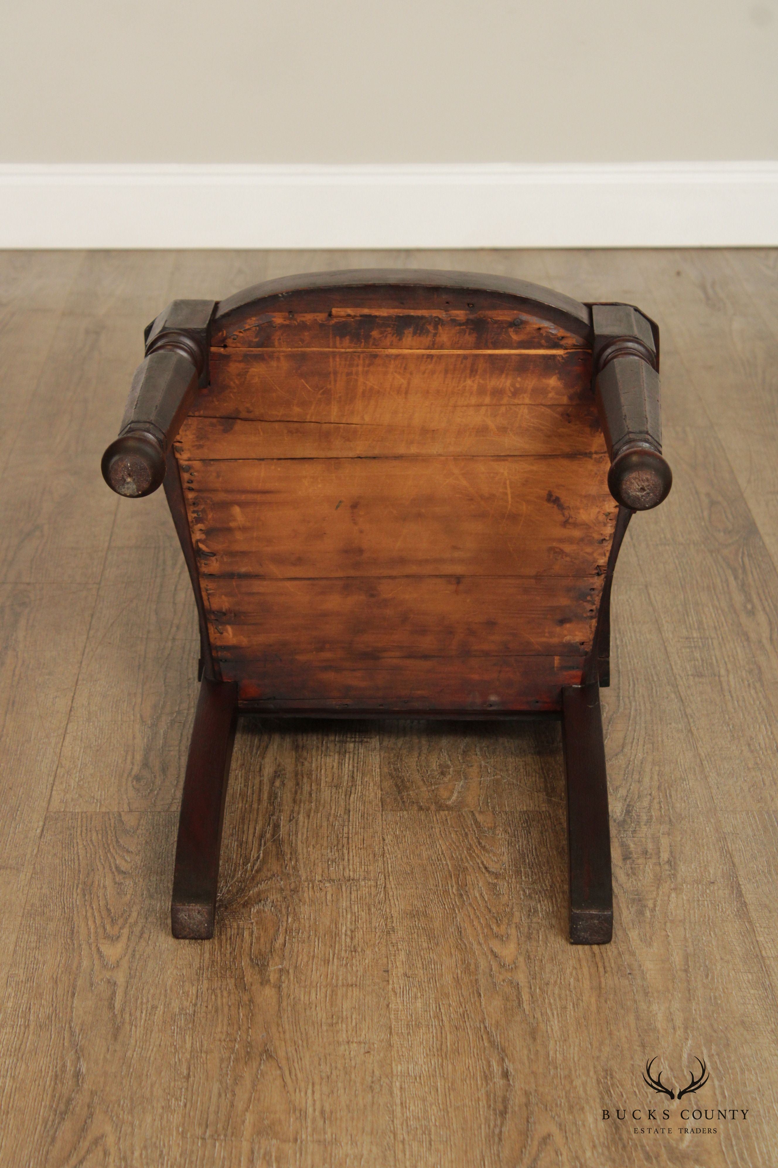 Victorian Walnut Carved Hall Music Chair with Storage Seat