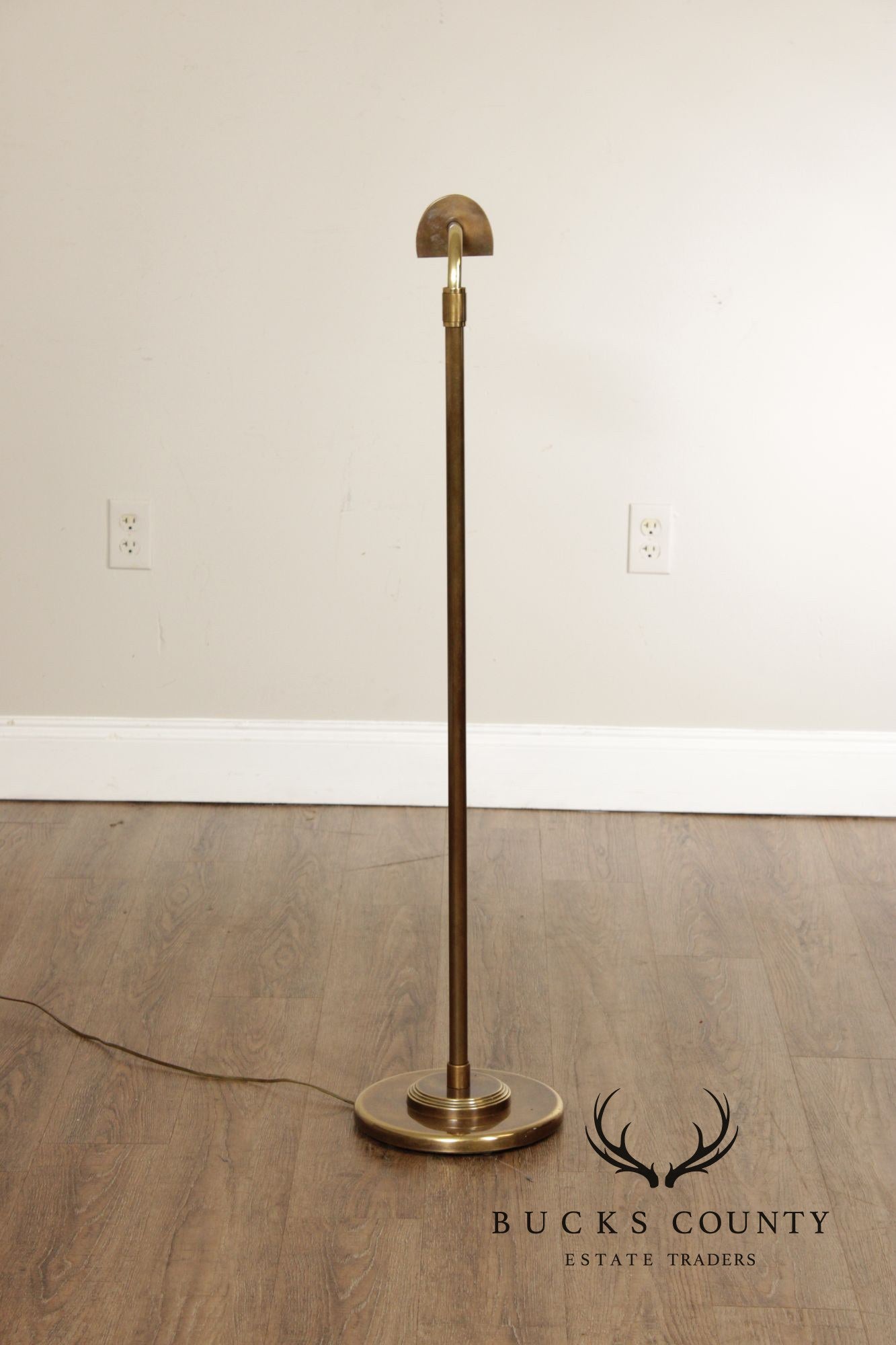 Leviton Mid-Century Modern Style Brass Adjustable Floor Lamp