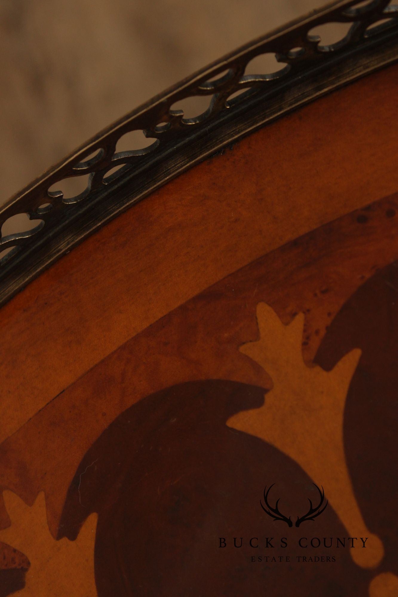 Theodore Alexander Round Two-Tier Inlaid Occasional Table