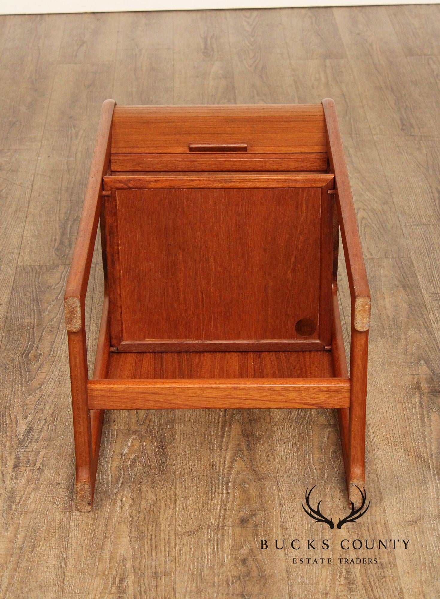 Danish Modern Teak Roll Top Telephone Stand