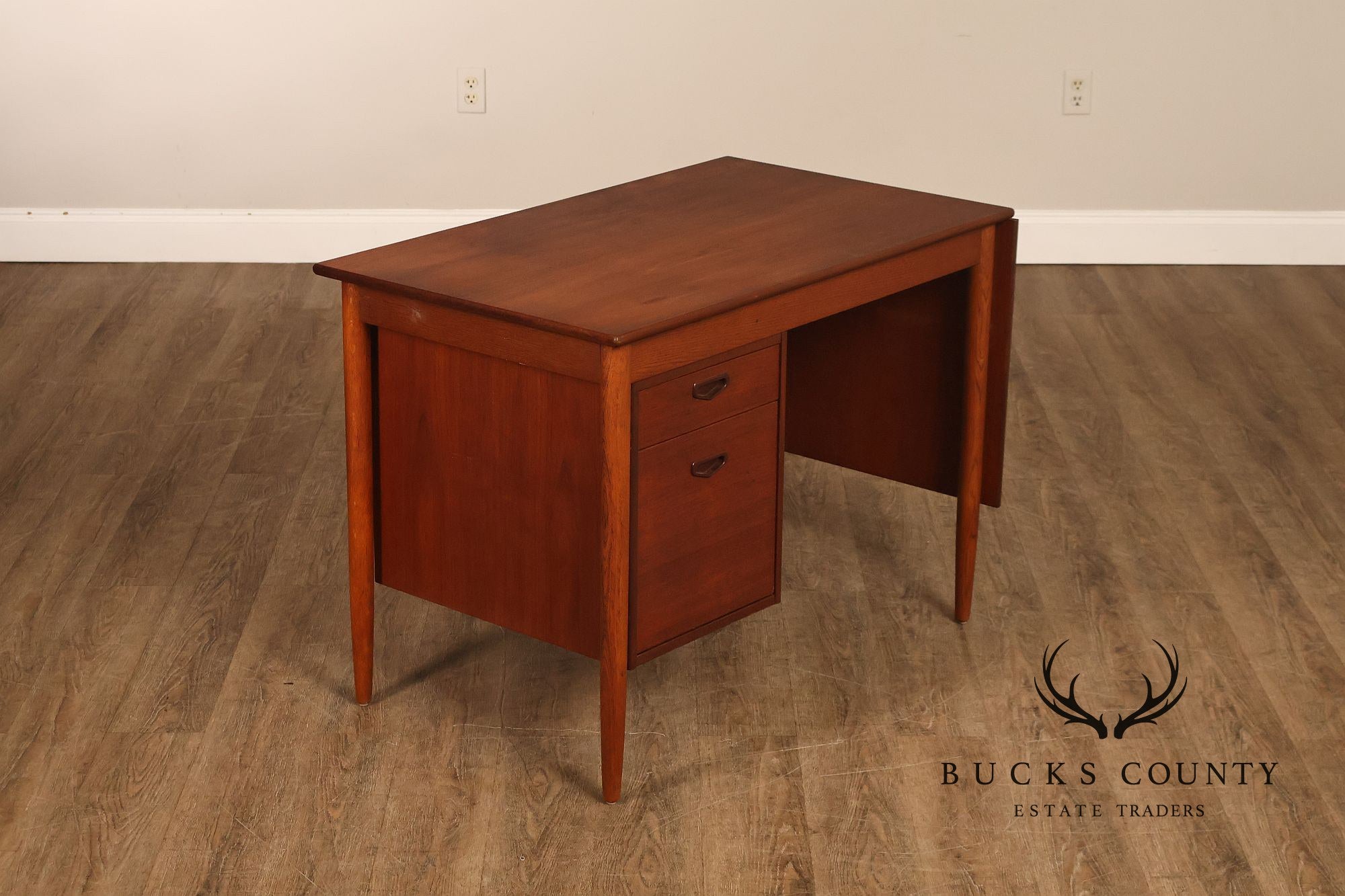 Arne Vodder Attributed Danish Modern Teak Drop Leaf Desk