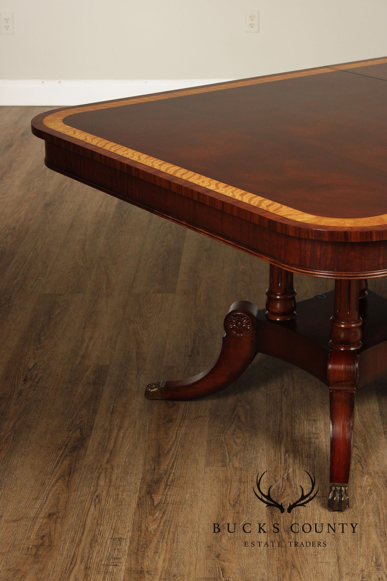 Henredon Natchez Mahogany Double Pedestal Dining Table With Three Leaves