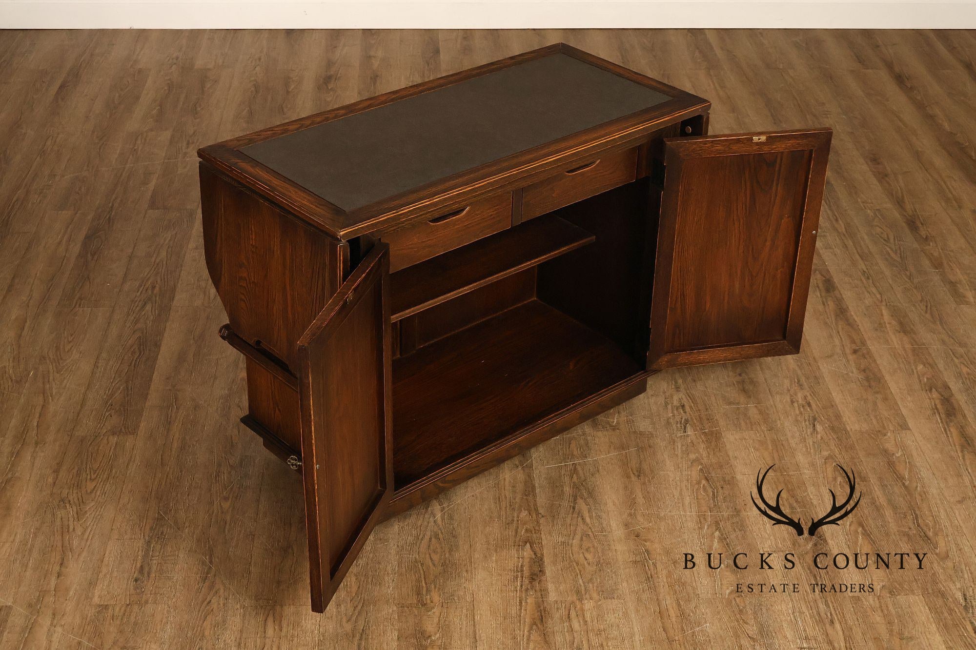 Jamestown Lounge Co. Gothic Revival Vintage Oak Drop-Leaf Server