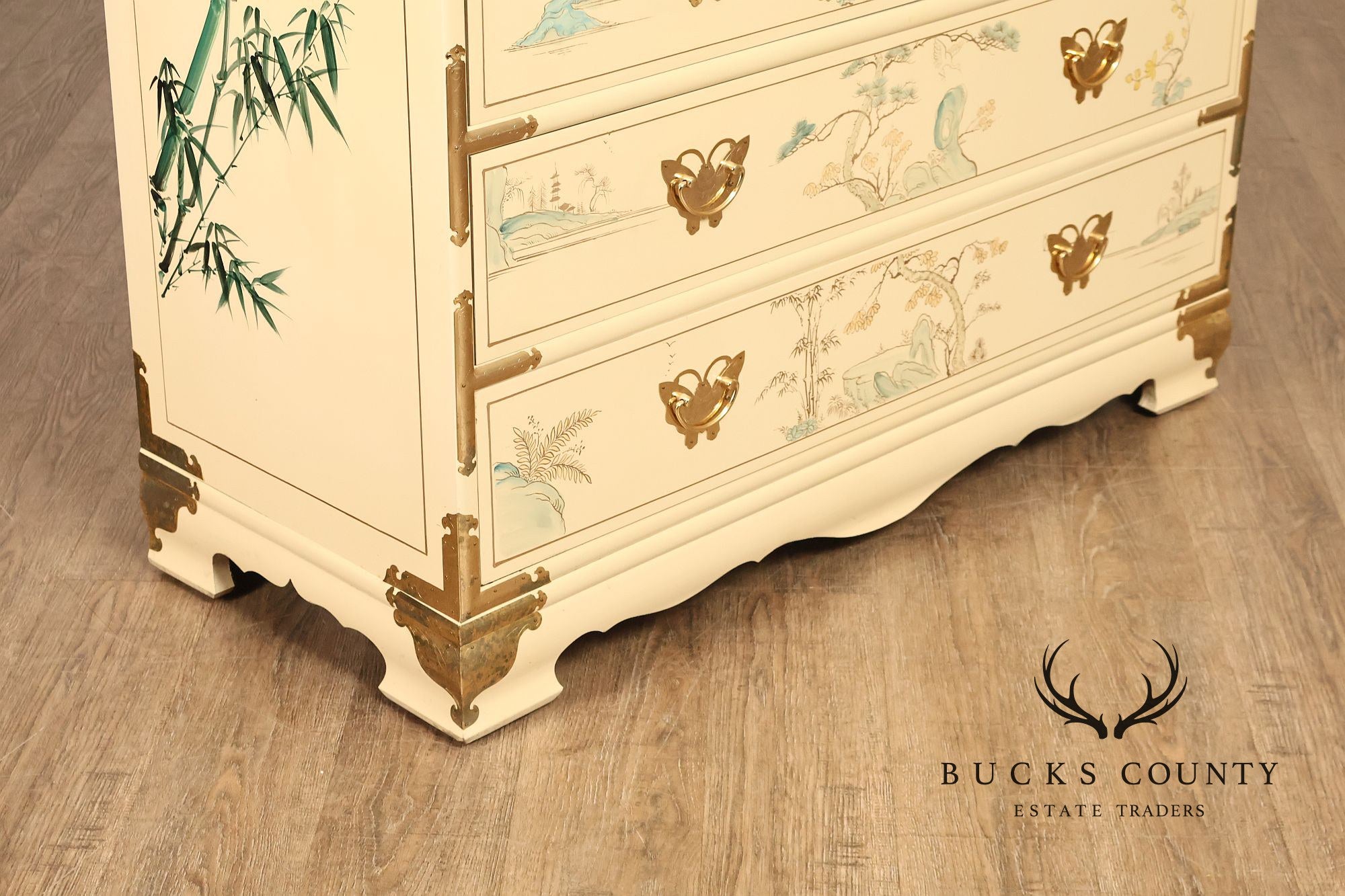 Chinoiserie Hand Painted Decorated Tall Chest