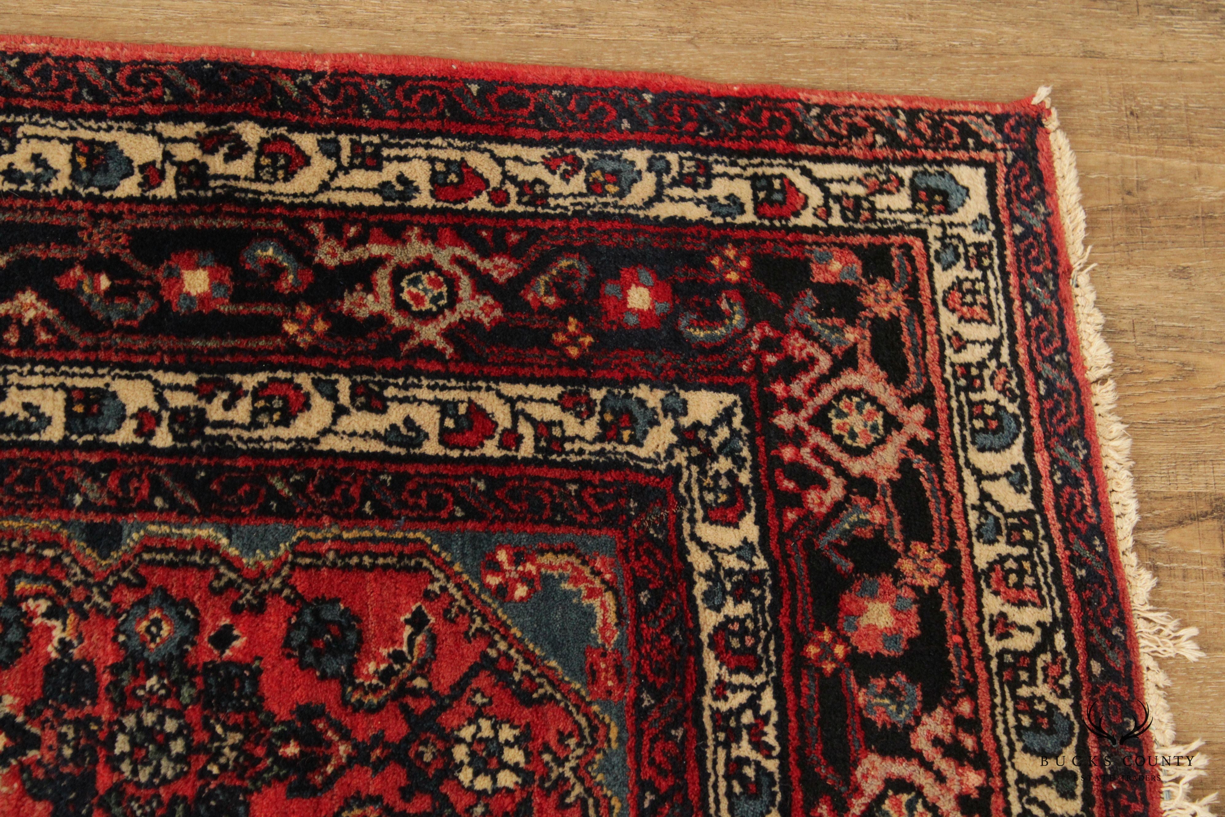 Persian Baluchi Tribal Wool Area Rug With Red Field, 6' x 4'