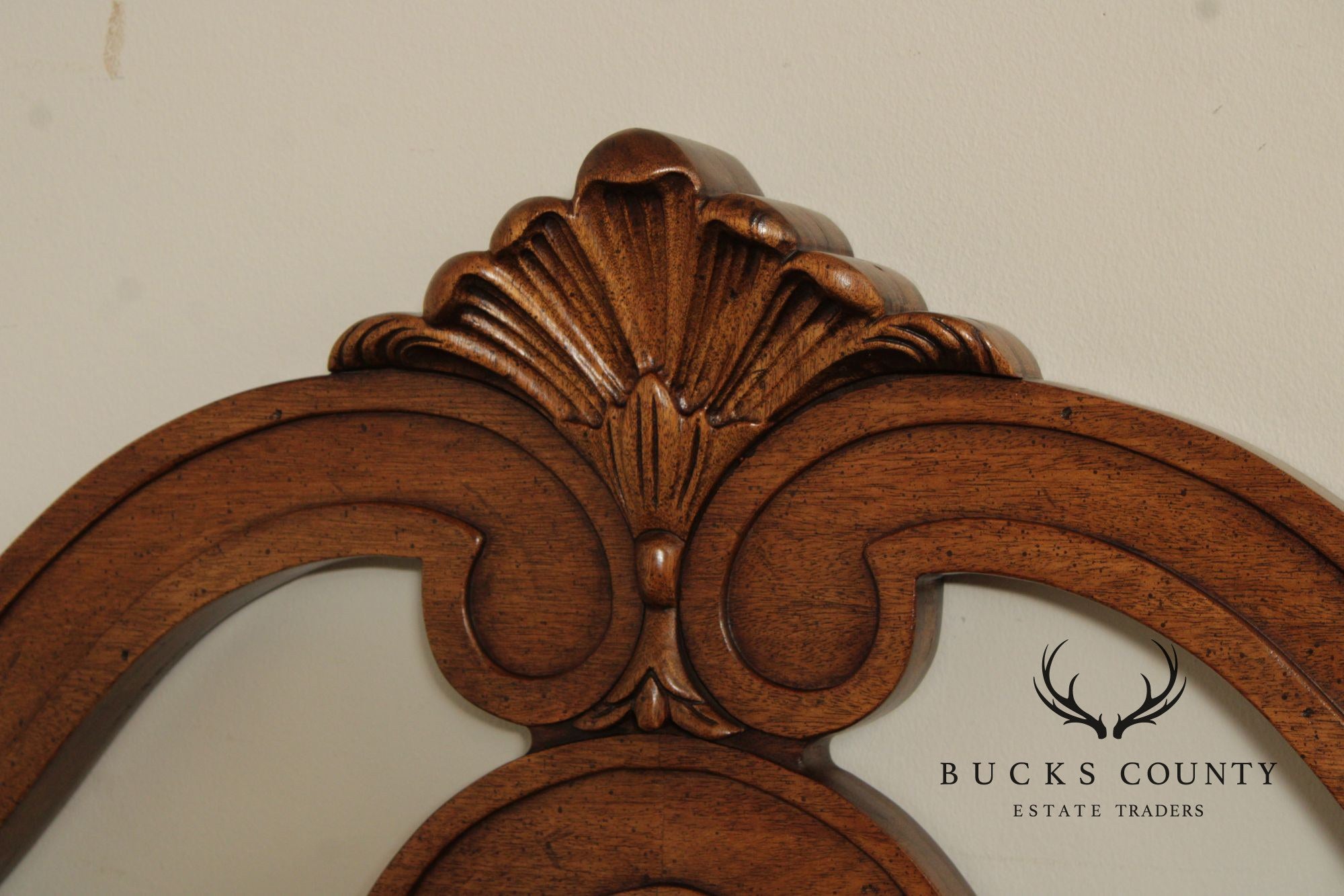 French Provincial Style Vintage Carved Walnut King Headboard