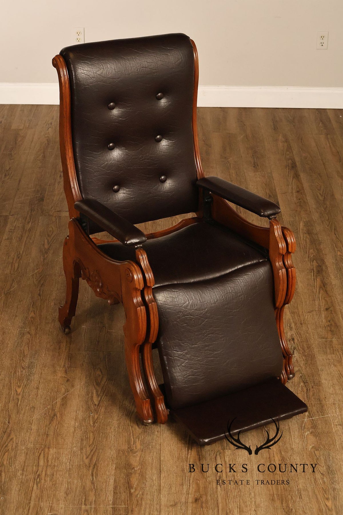 Antique Victorian Carved Walnut Reclining Armchair