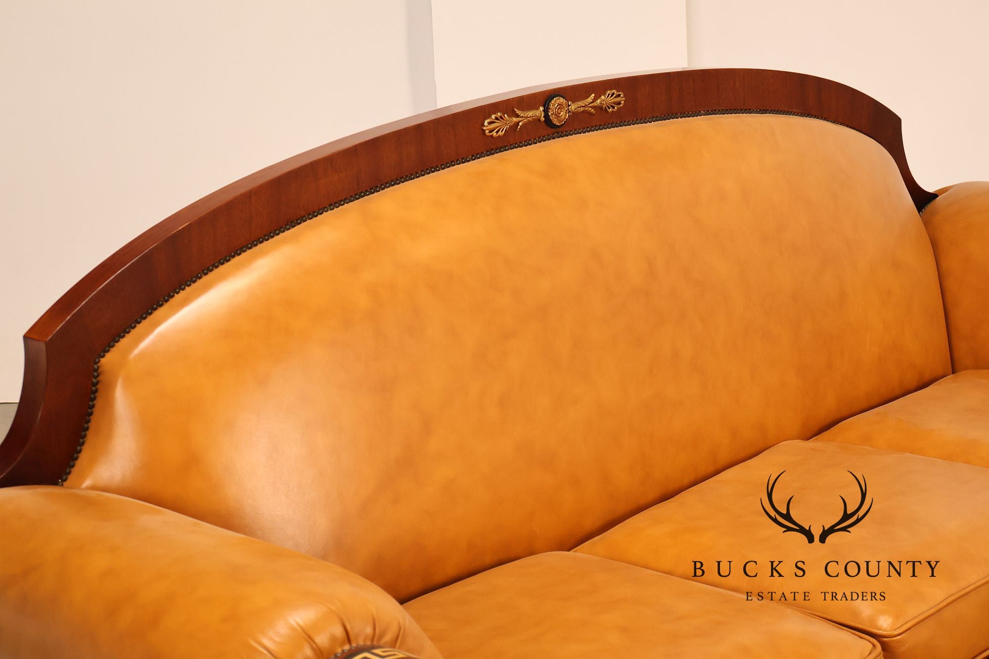 Empire Style Sofa Mahogany And Leather Sofa With Gilt Bronze Mounts