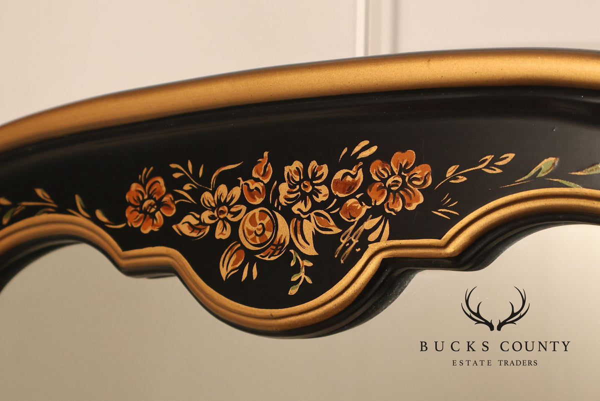 Chinoiserie Black Lacquer And Gilt Decorated Wall Mirror