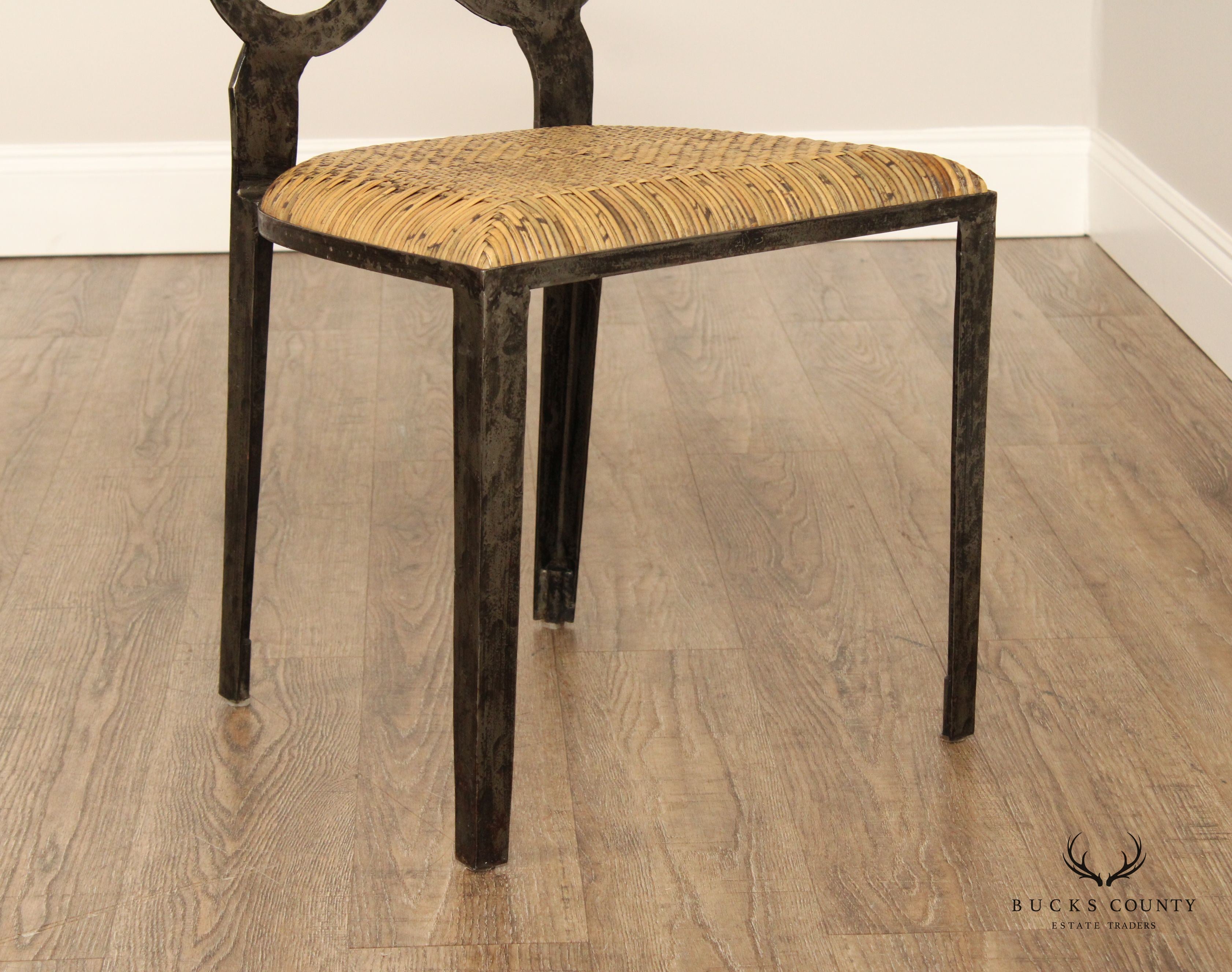 Biedermeir Style Pair Of Forged Iron Frame dining Chairs (originally set of 4)