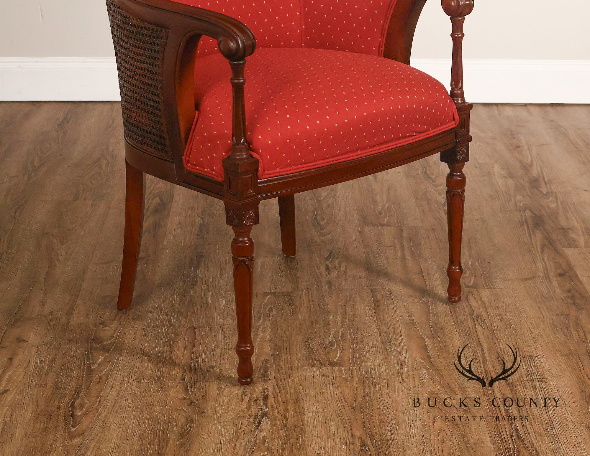 Bassett Federal Style Mahogany Cane Back Accent Chair