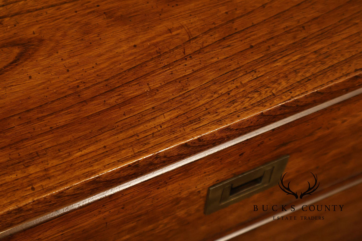 Stanley Campaign Style Pair of Walnut Bedside Chests