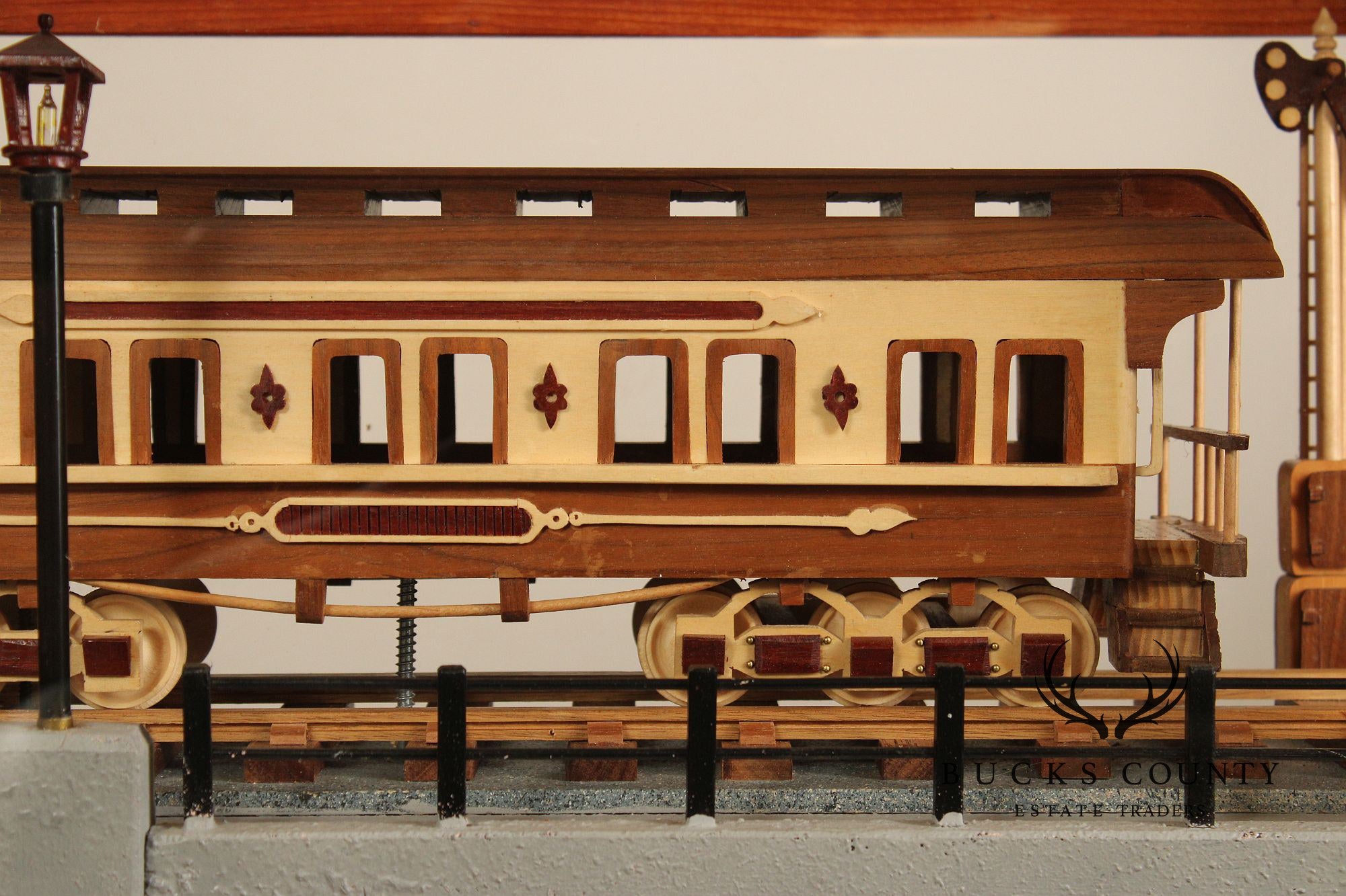 Philip Jacoby Carved Wood Model Train in Display Case
