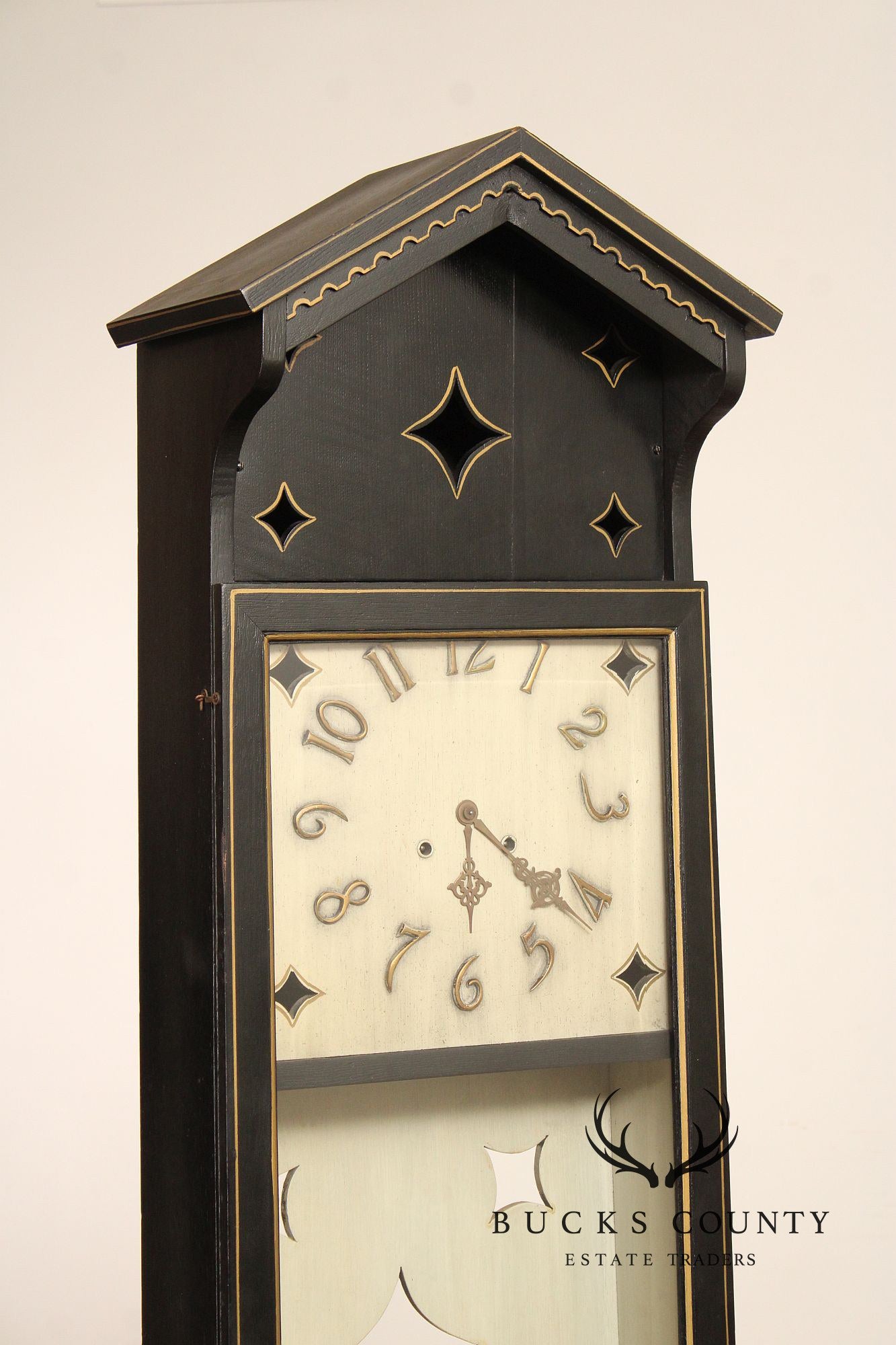 Shop Of The Crafters Antique Oak Ebonized Grandfather Clock