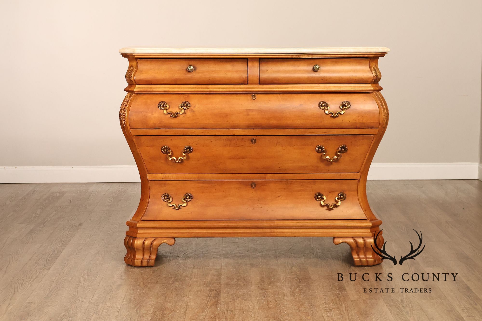 Century Furniture French Style Bombe Chest With Marble Top