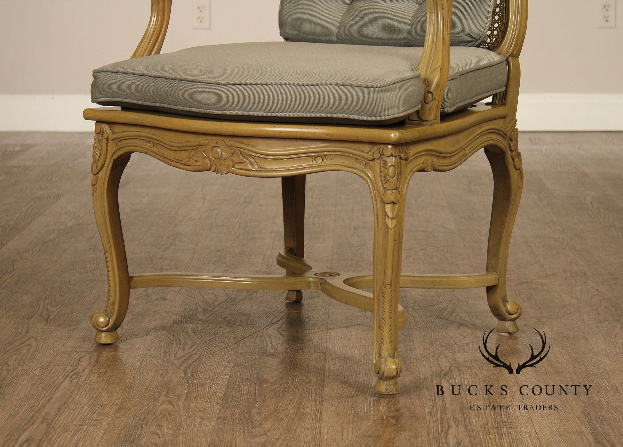 French Louis XV Style Caned Fauteuil Armchair