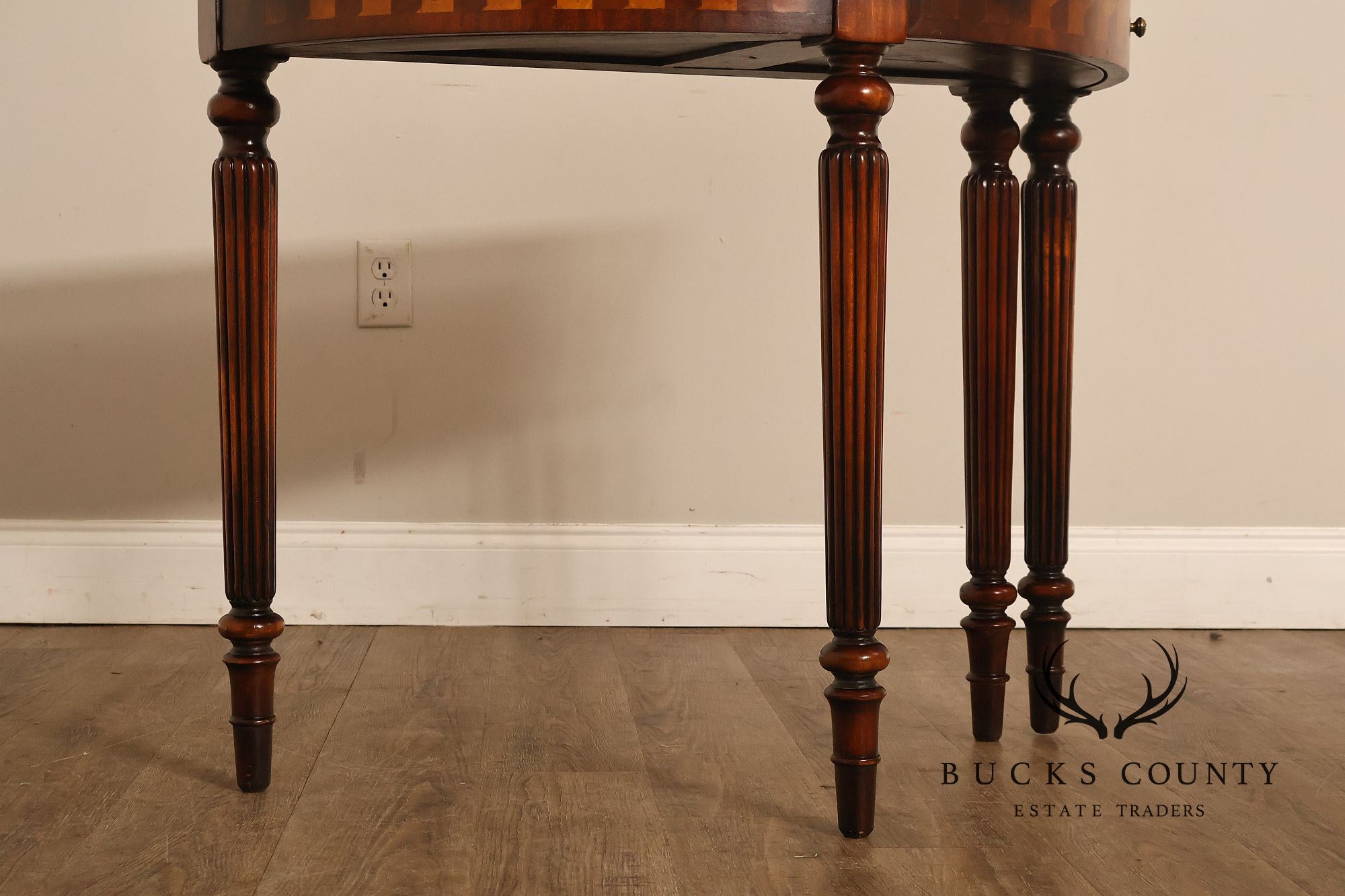 Maitland Smith Inlaid Demilune Console Games Table