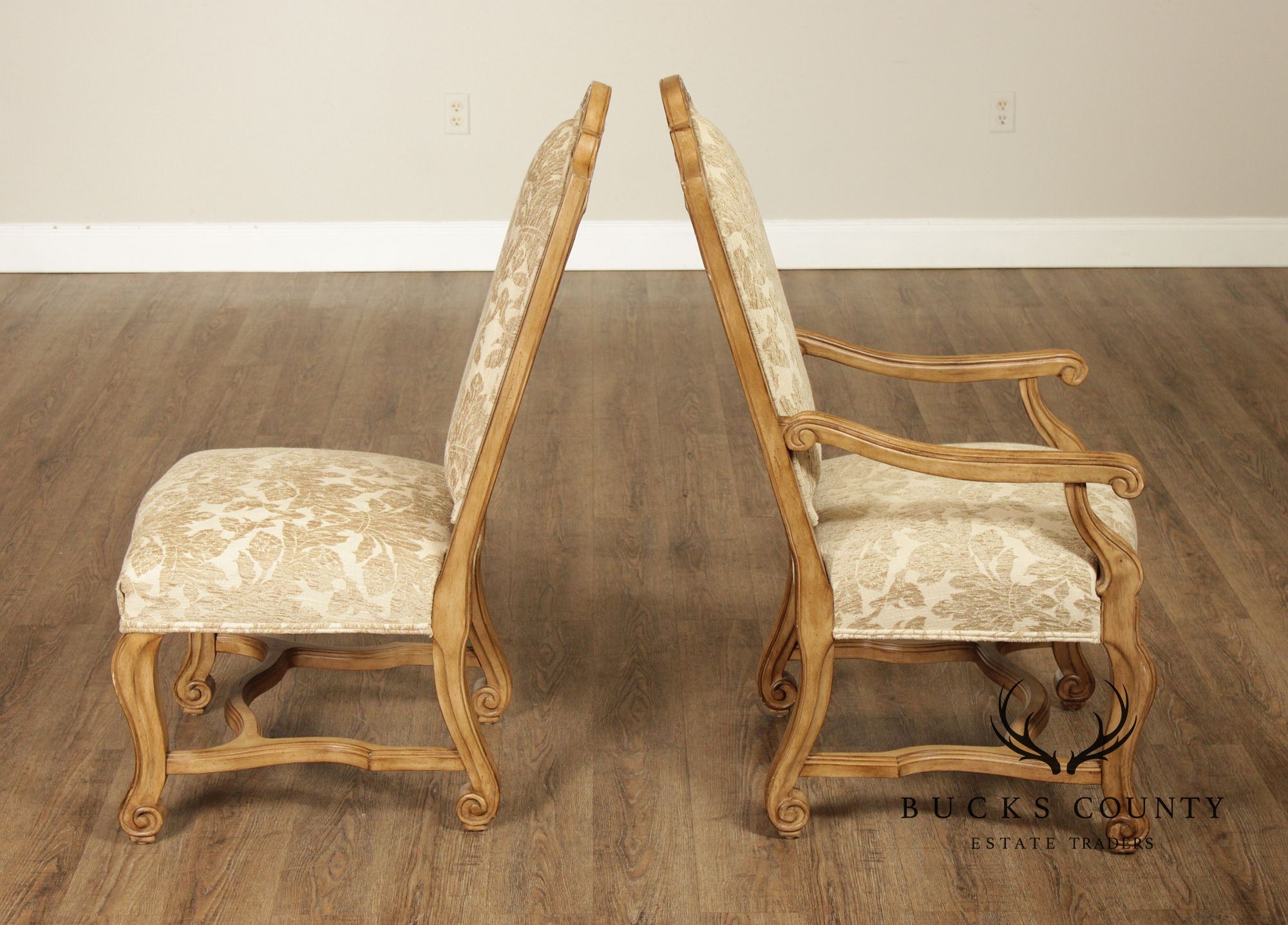 Bernhardt European Provincial Style Set Of 10 Upholstered Dining Chairs