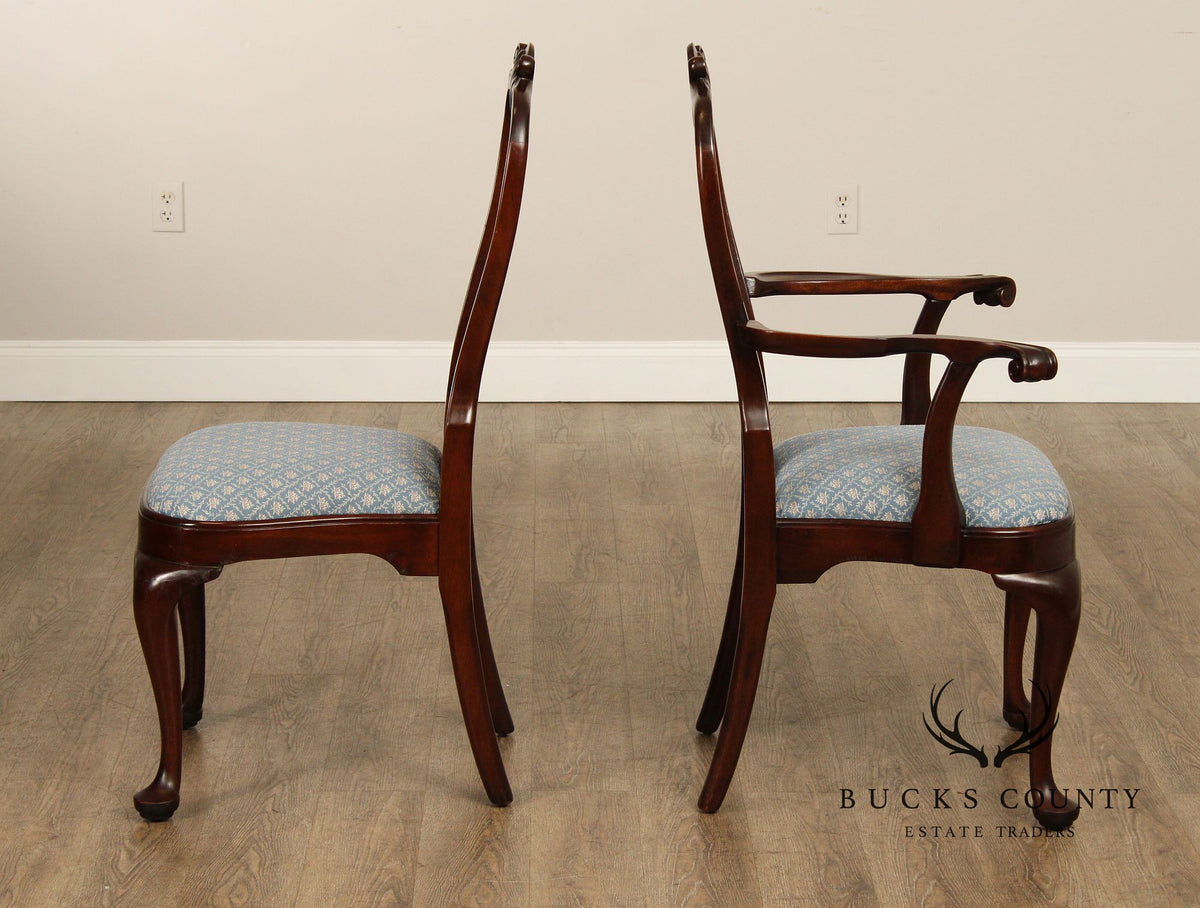Stickley Queen Anne Style Set of Eight Mahogany Dining Chairs