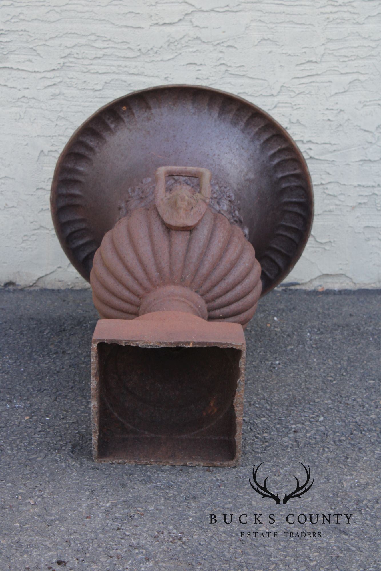 VINTAGE PAIR OF CAST IRON GARDEN URNS