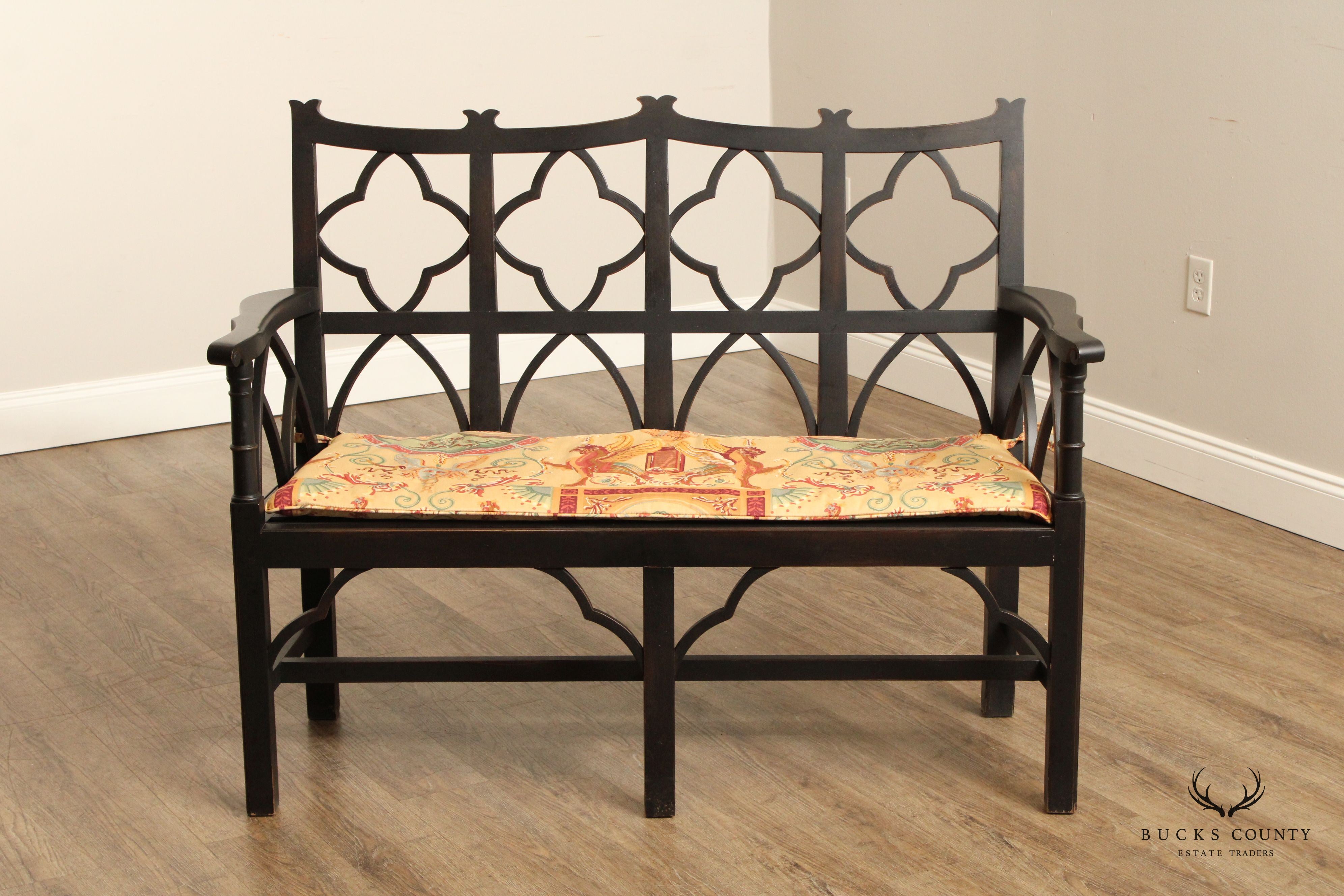 Wildon Home Gothic Revival Style Ebonized Bench