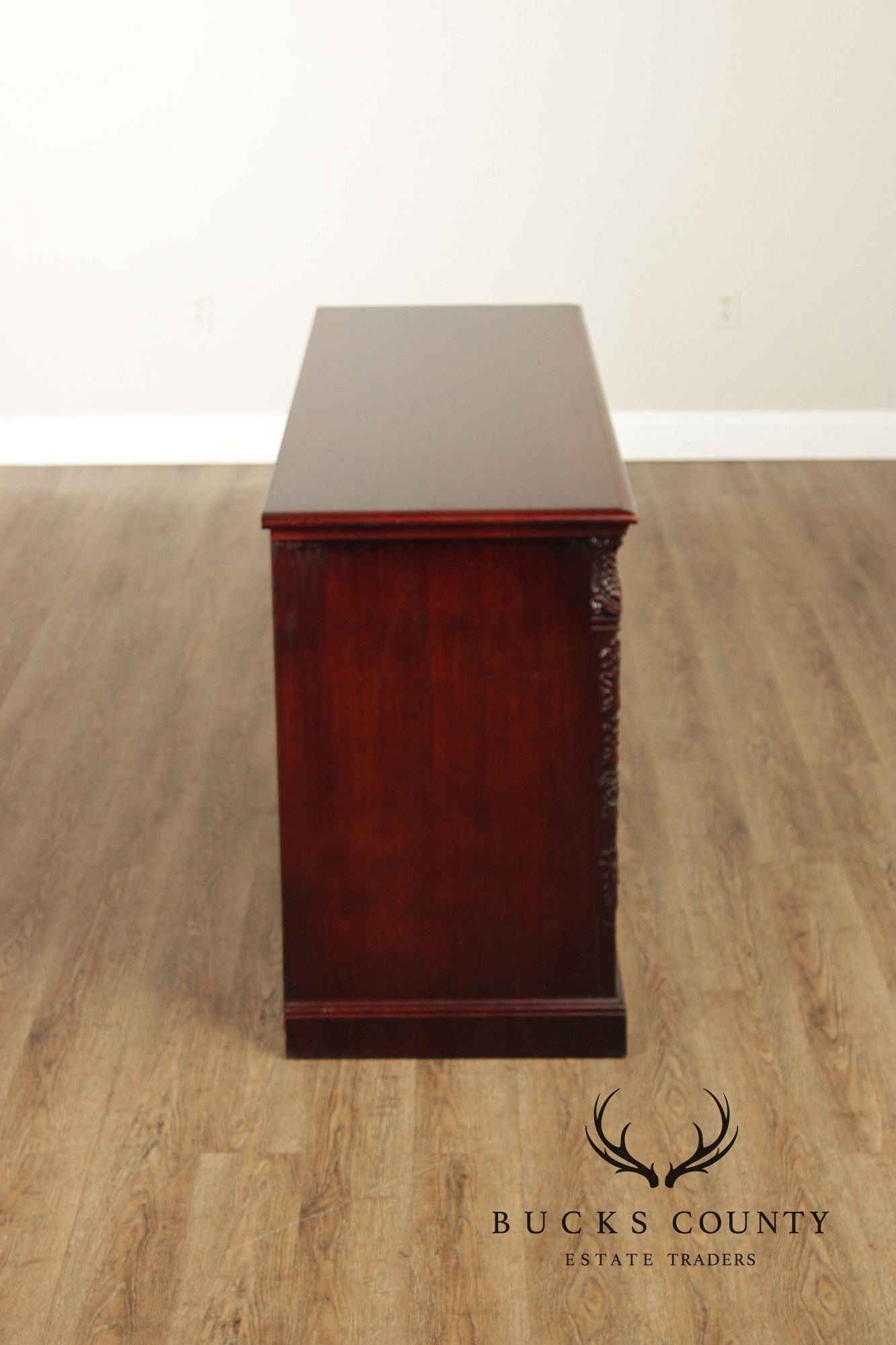 1940's Vintage Georgian Style Carved Mahogany Sideboard Buffet