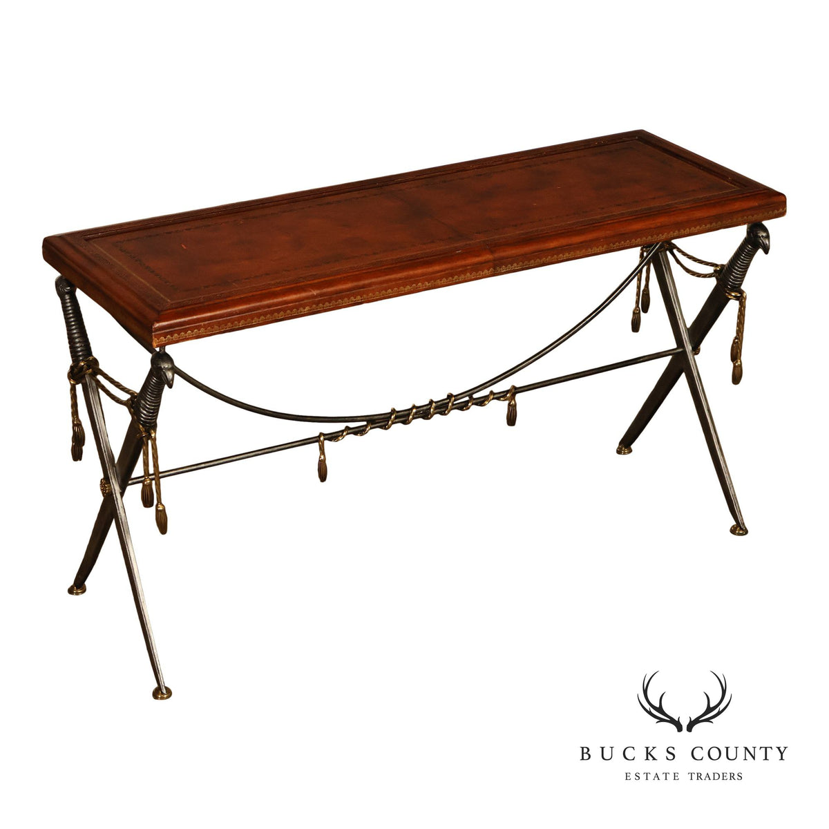 Maitland Smith Leather Top Sword Console