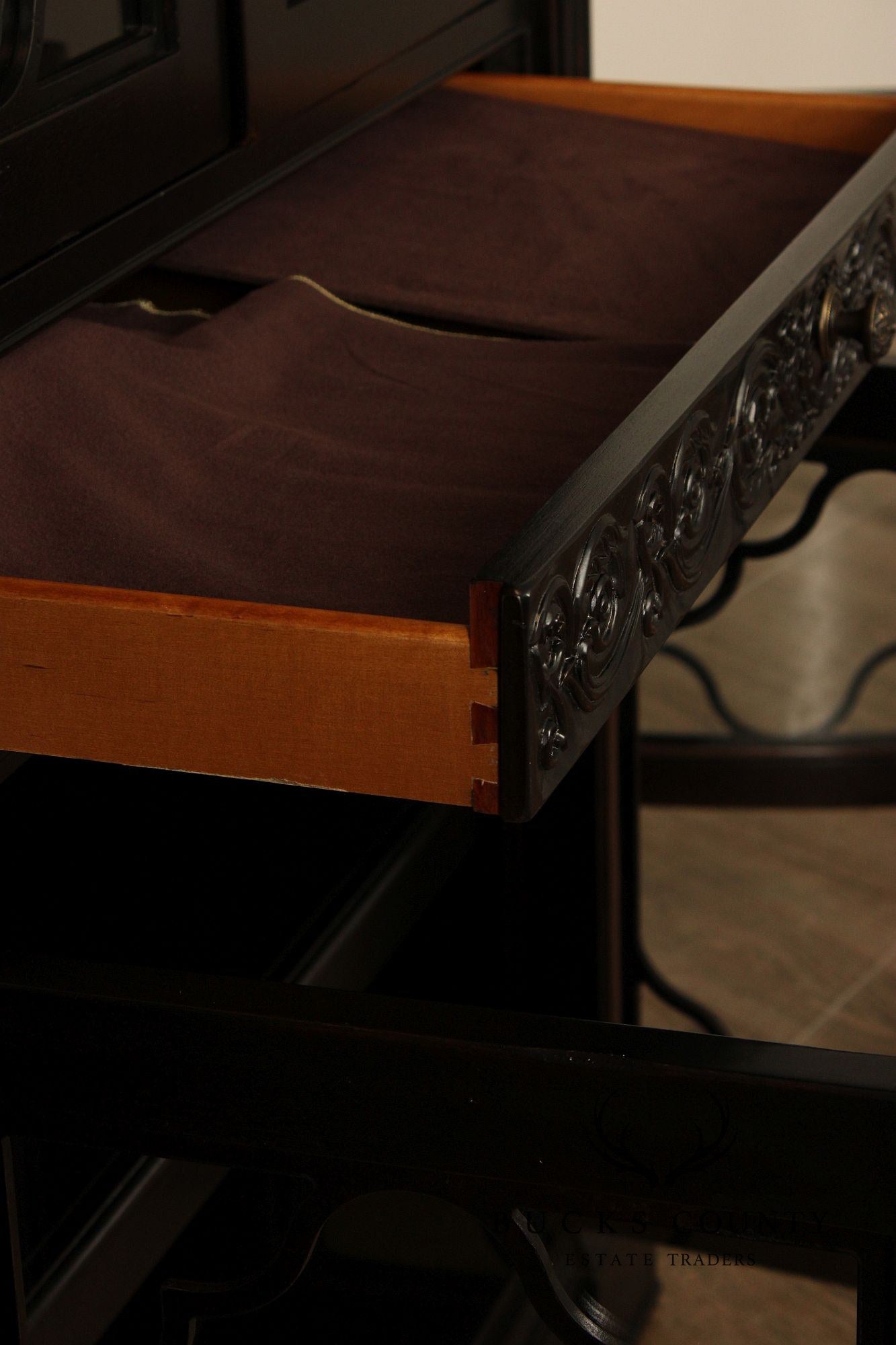 Tuscan Style Large Ebonized Display Cabinet