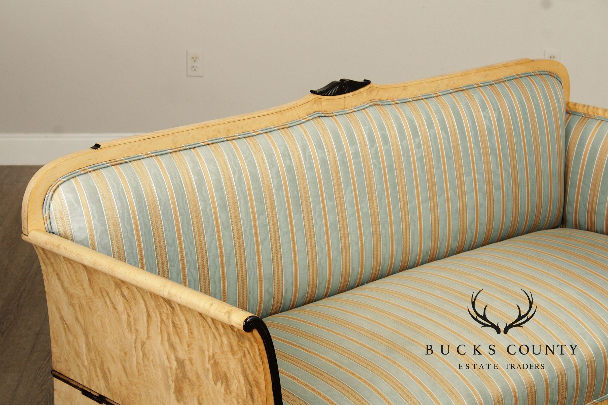 Antique Biedermeier Inlaid Flame Birch Sofa