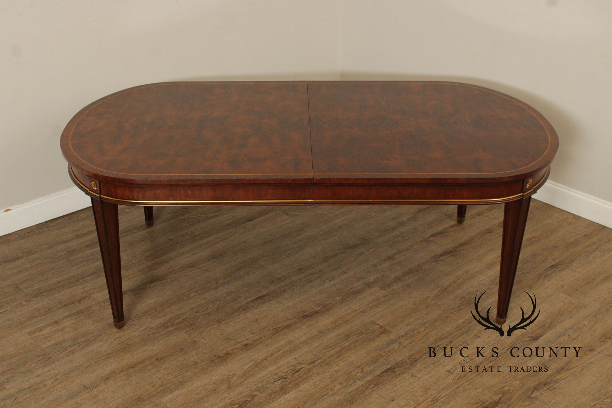 Maitland Smith Empire Style Oval Top Mahogany Expandable Dining Table