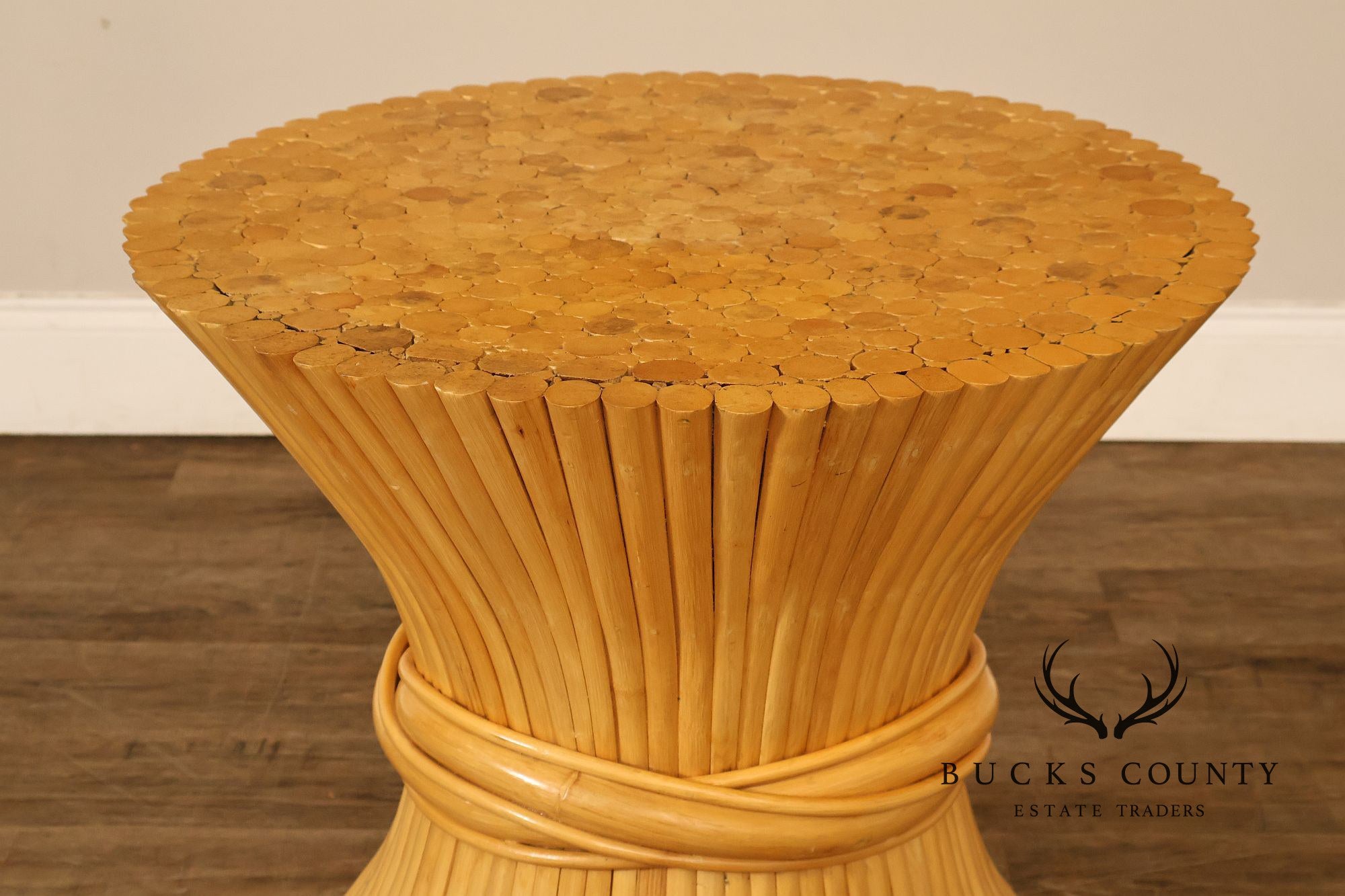 Vintage Pair of Wheat Sheaf End Tables