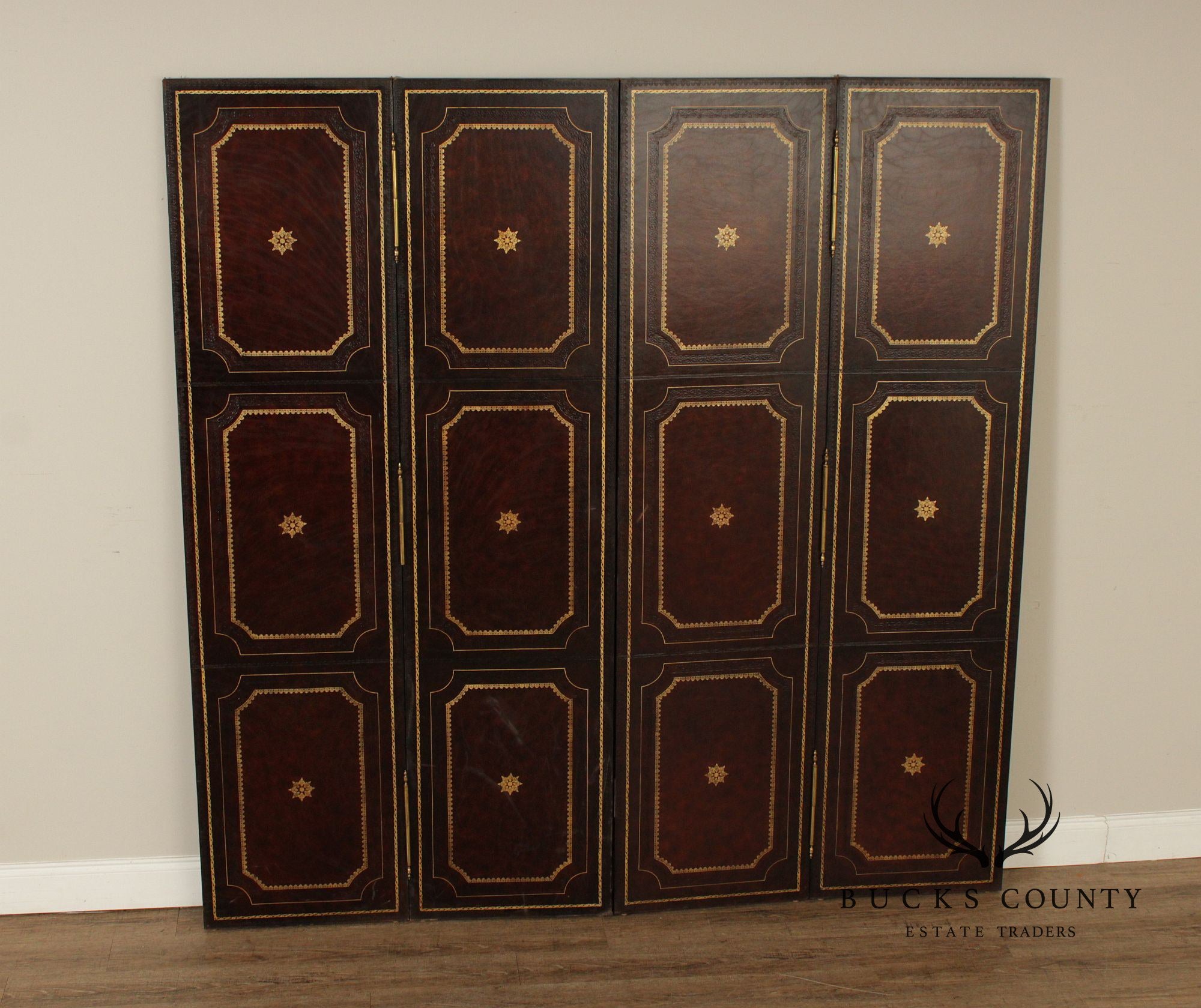 Maitland Smith Four-Panel Leather Folding Screen