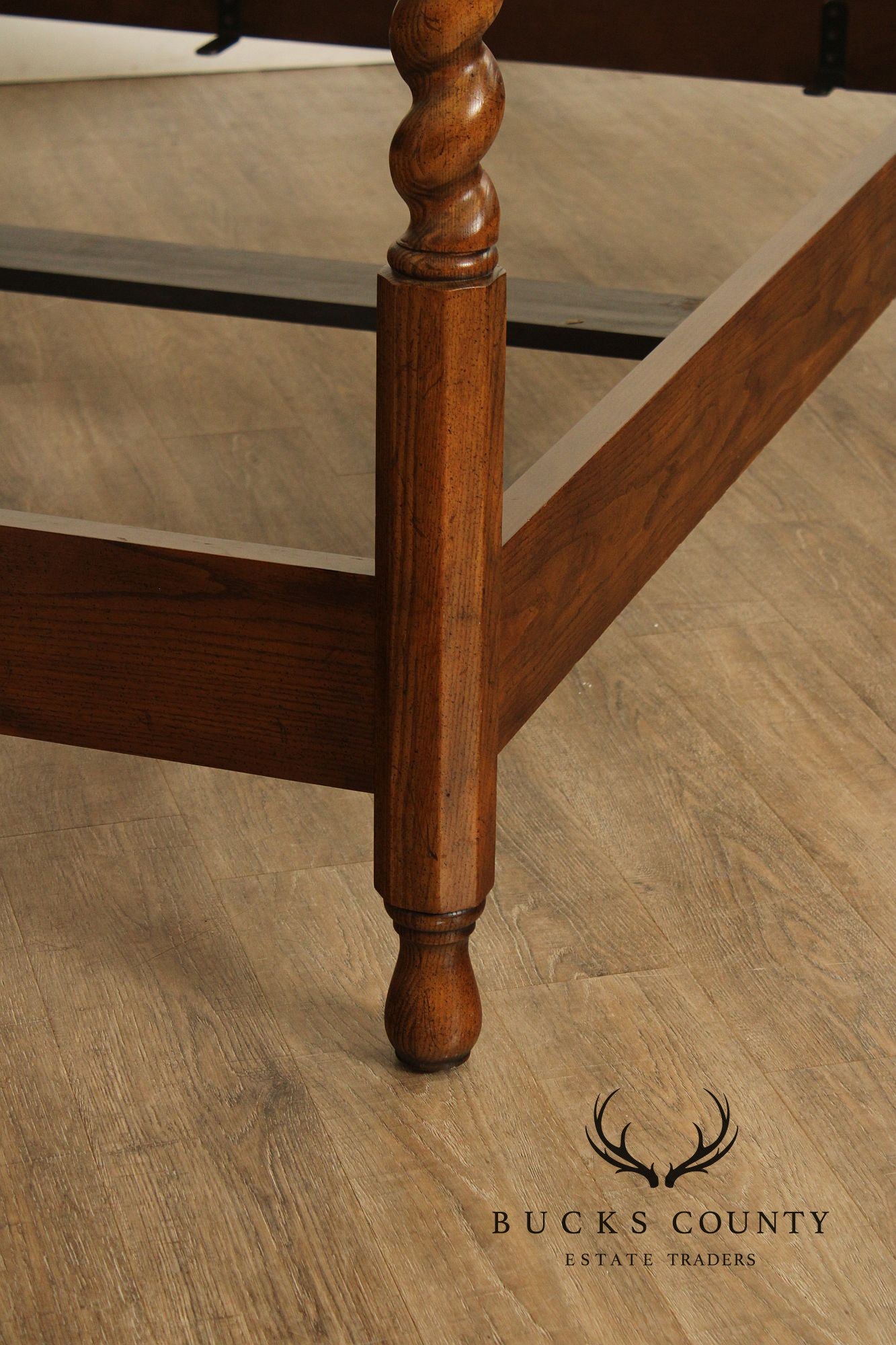 Baker Barley Twist Carved Oak King Size Canopy Poster Bed