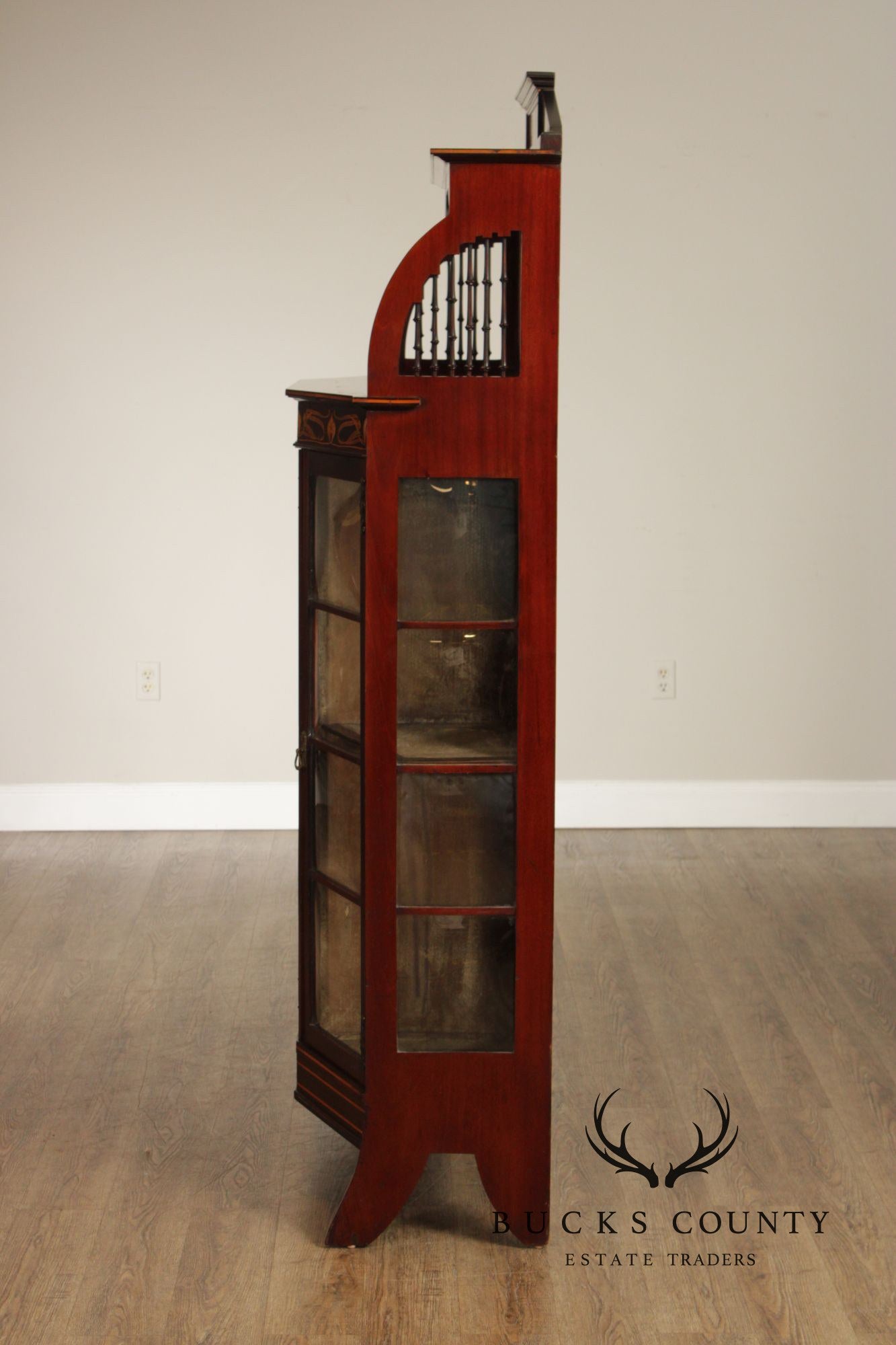 Art Nouveau Antique Inlaid Mahogany Display Case