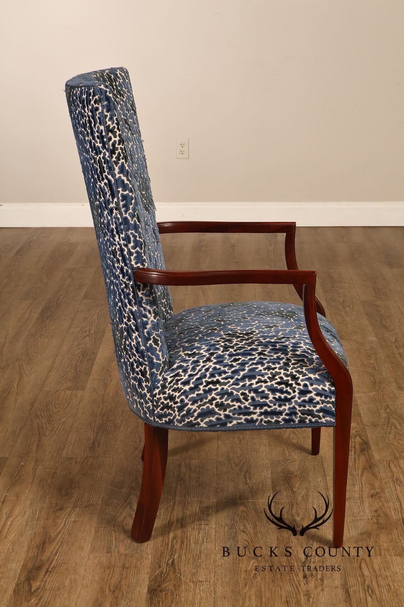 Contemporary Pair of Upholstered Dining Armchairs